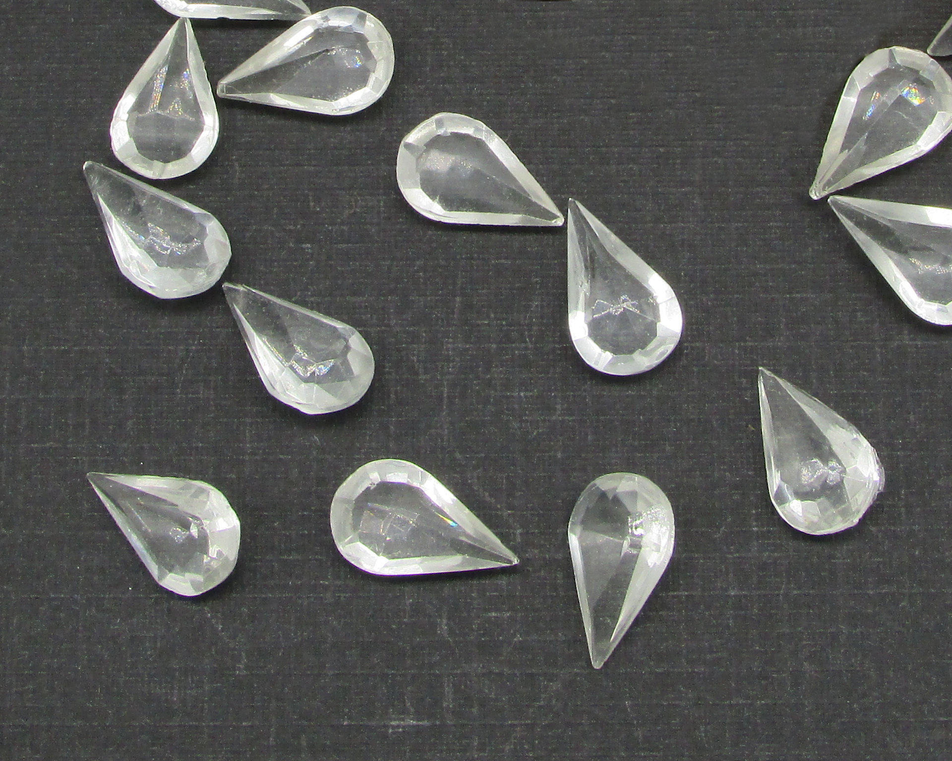 Clear Pear Rhinestones, Vintage 13x7.8mm Unfoiled Teardrops