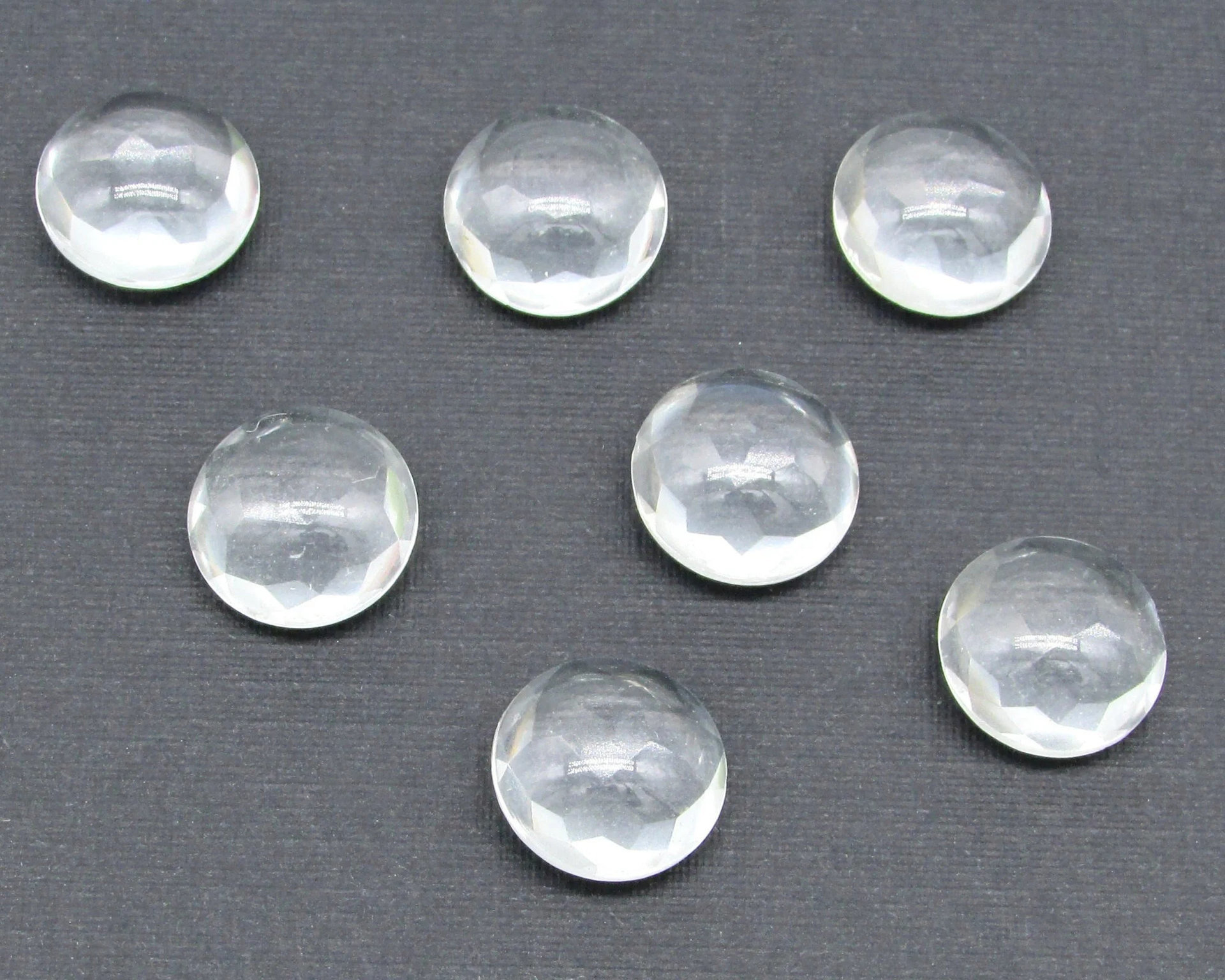 12mm Clear Domed Dentelles, Vintage Unfoiled Glass Gems (7)