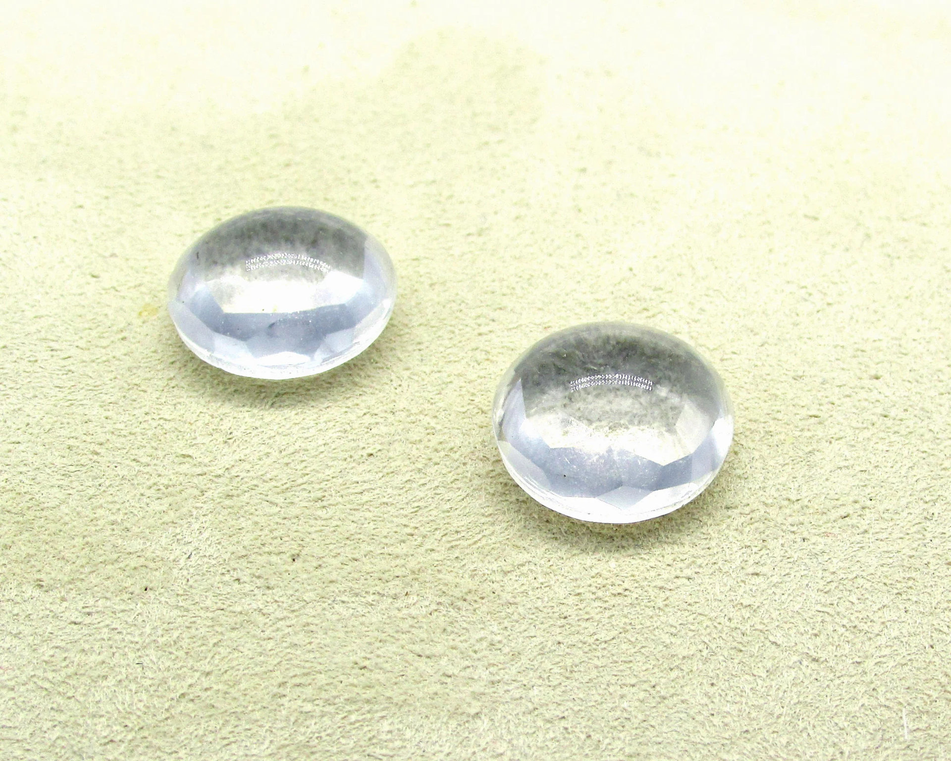 12mm Clear Domed Dentelles, Vintage Unfoiled Glass Gems (7)