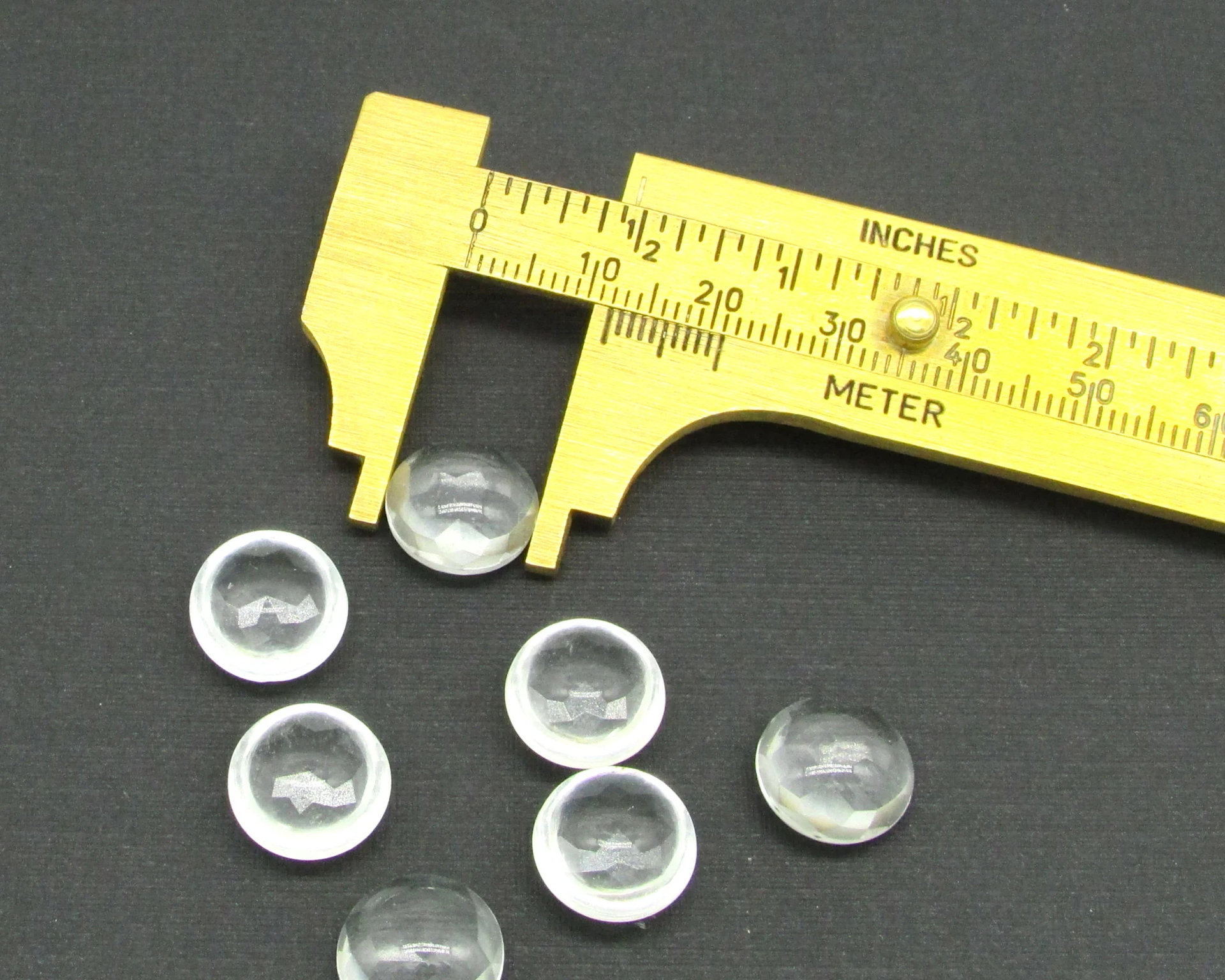12mm Clear Domed Dentelles, Vintage Unfoiled Glass Gems (7)