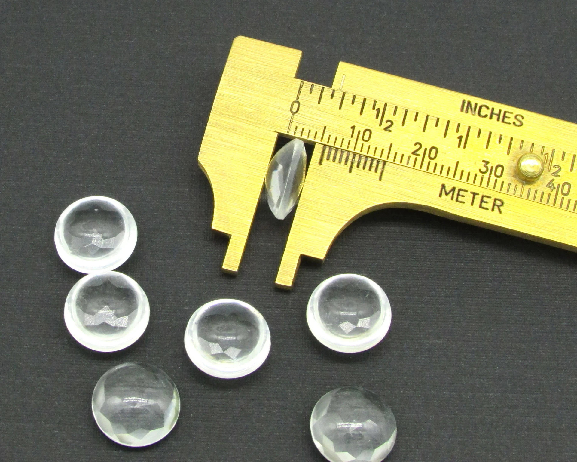 12mm Clear Domed Dentelles, Vintage Unfoiled Glass Gems (7)