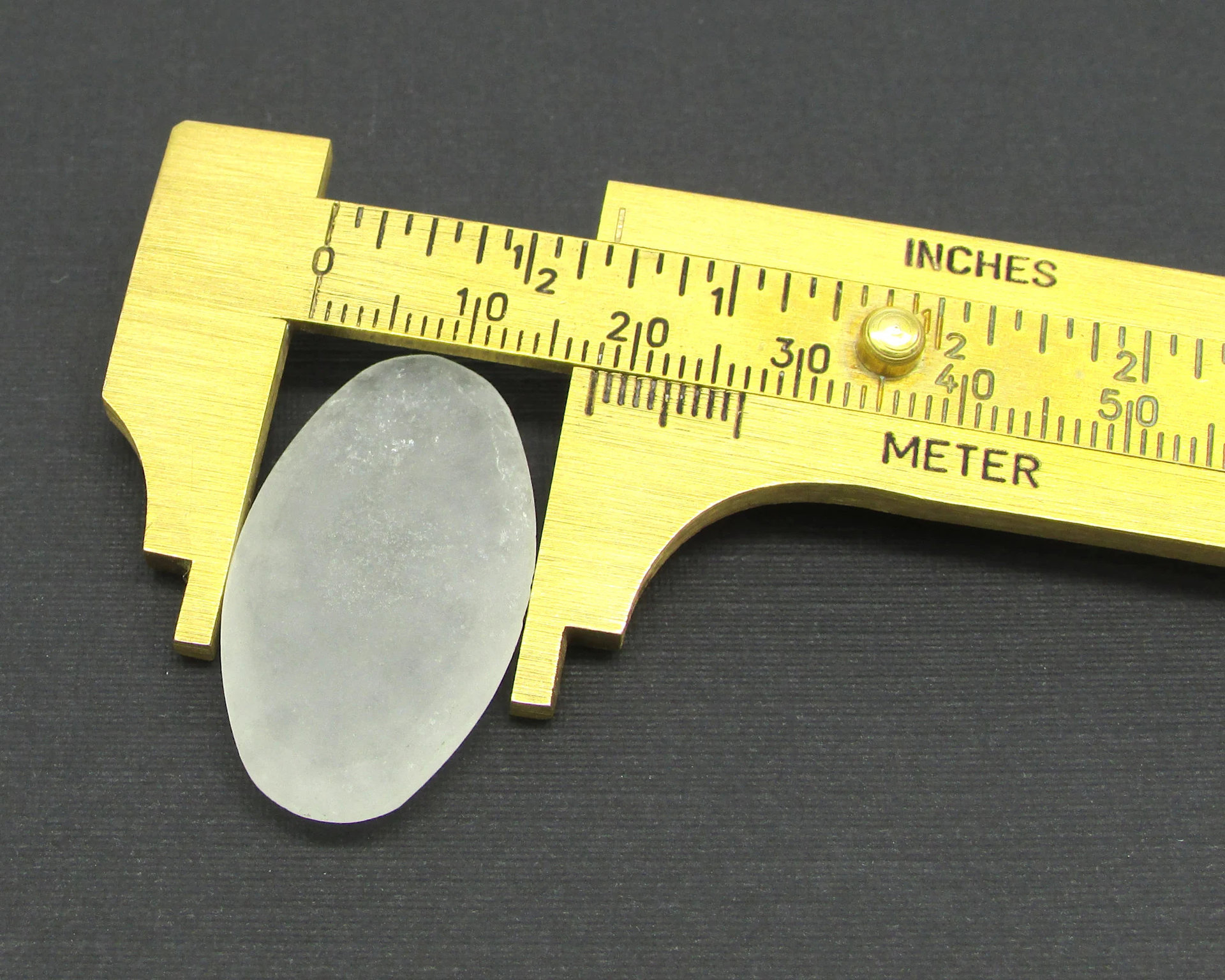 32x18mm Oval Frosted Cabochon, Vintage Camphor Glass