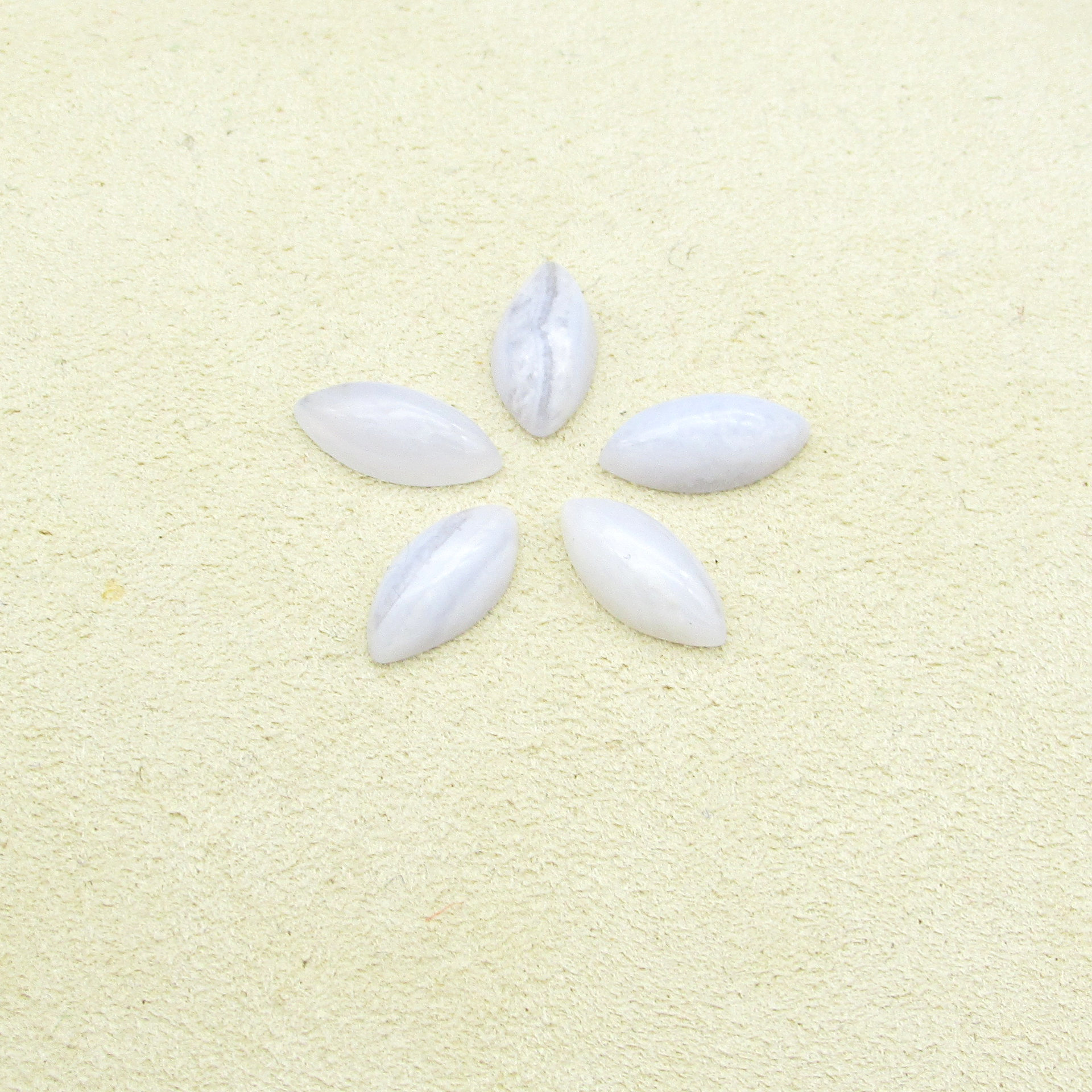 Small Marquise Cabochons, White Agate 
