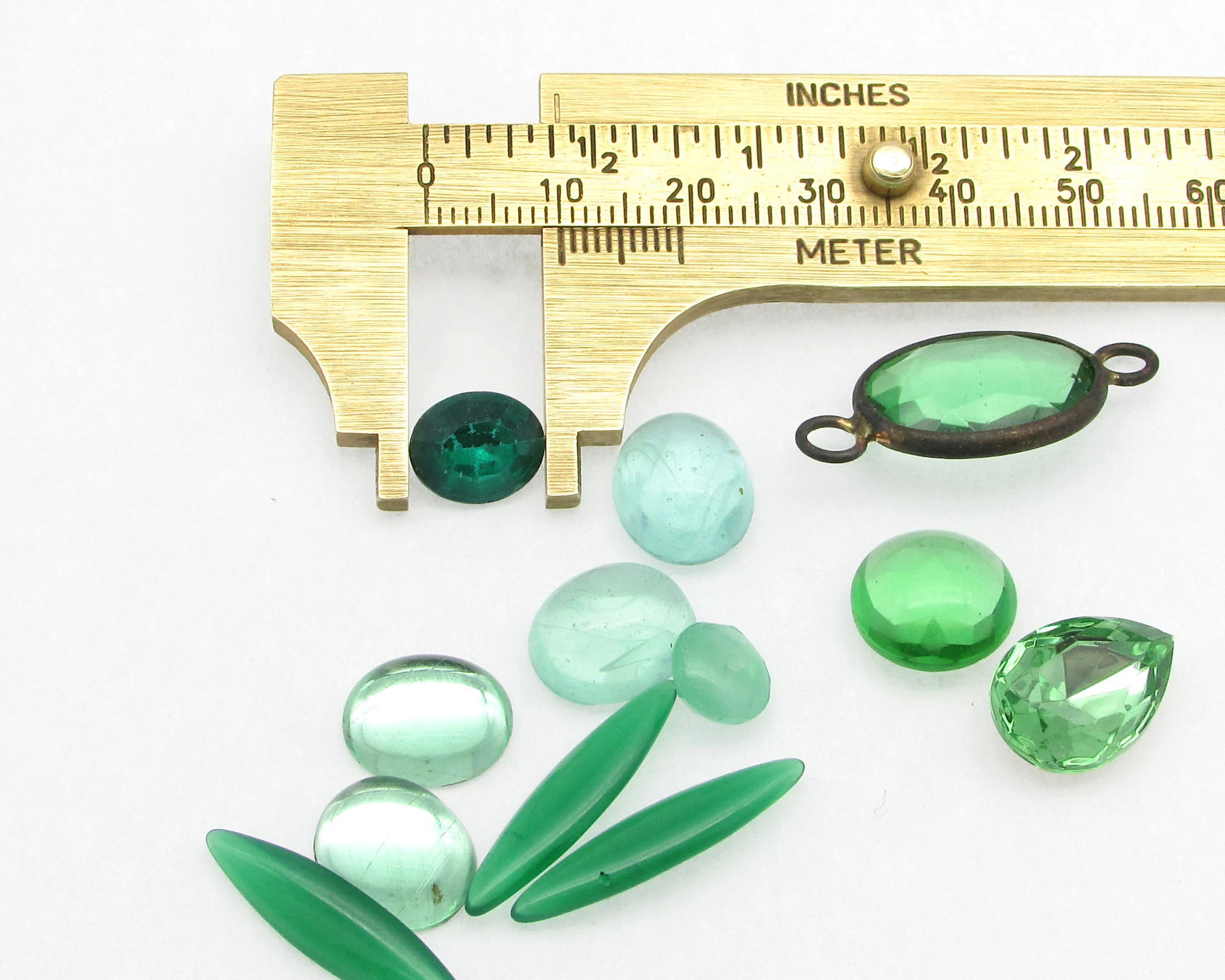 Green Rhinestone Mixed Lot,  Vintage Cabochons and Point Backs