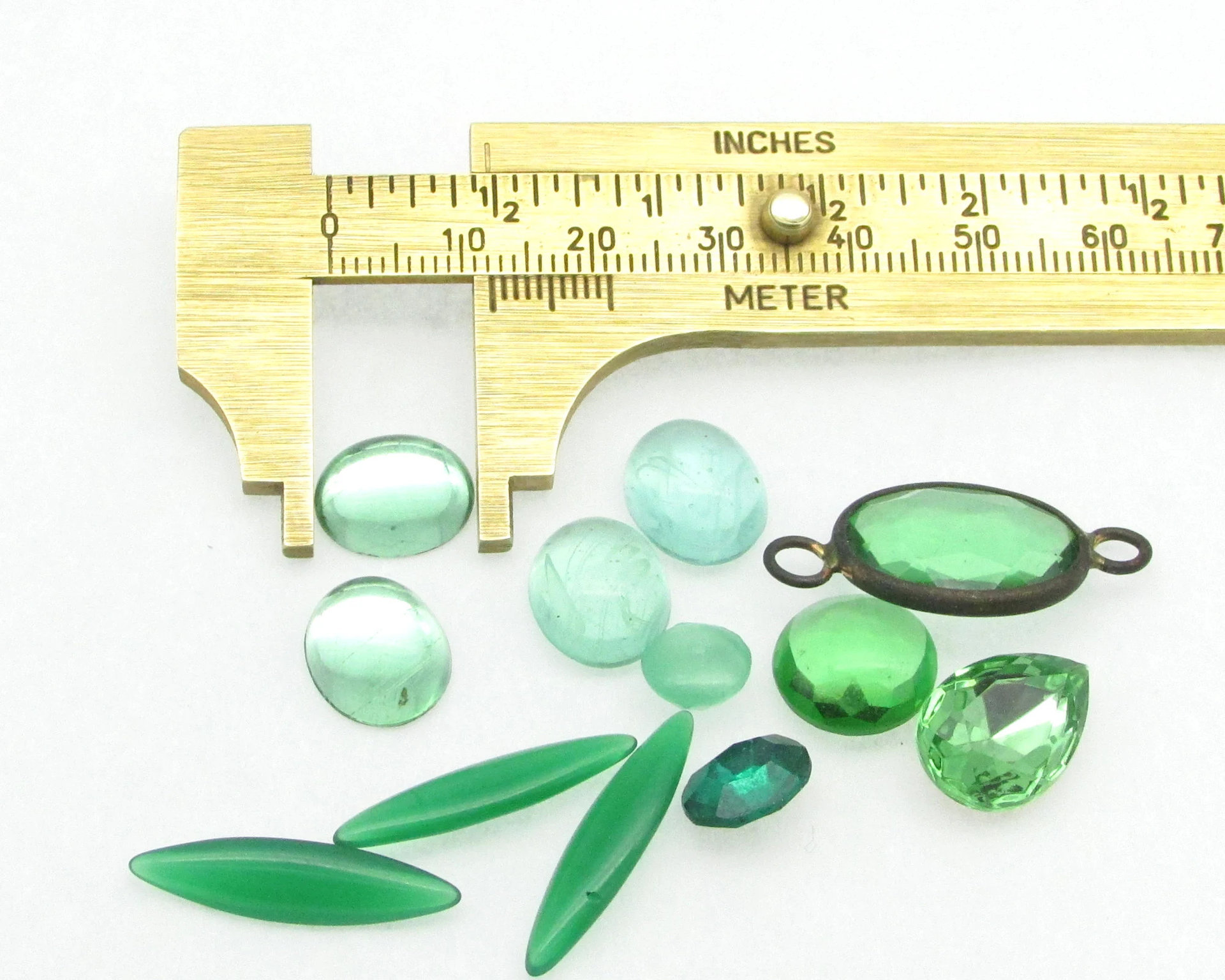 Green Rhinestone Mixed Lot,  Vintage Cabochons and Point Backs