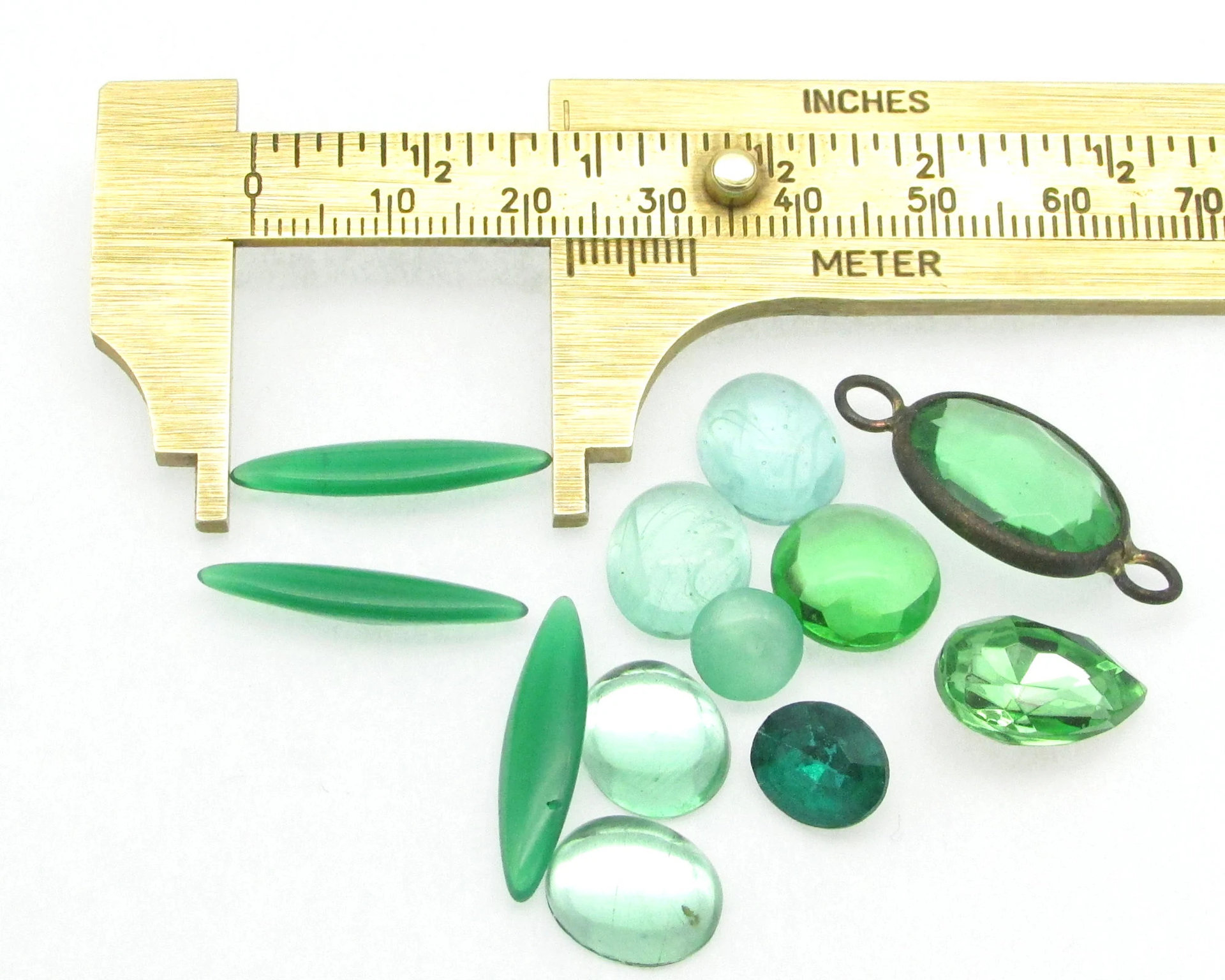 Green Rhinestone Mixed Lot,  Vintage Cabochons and Point Backs