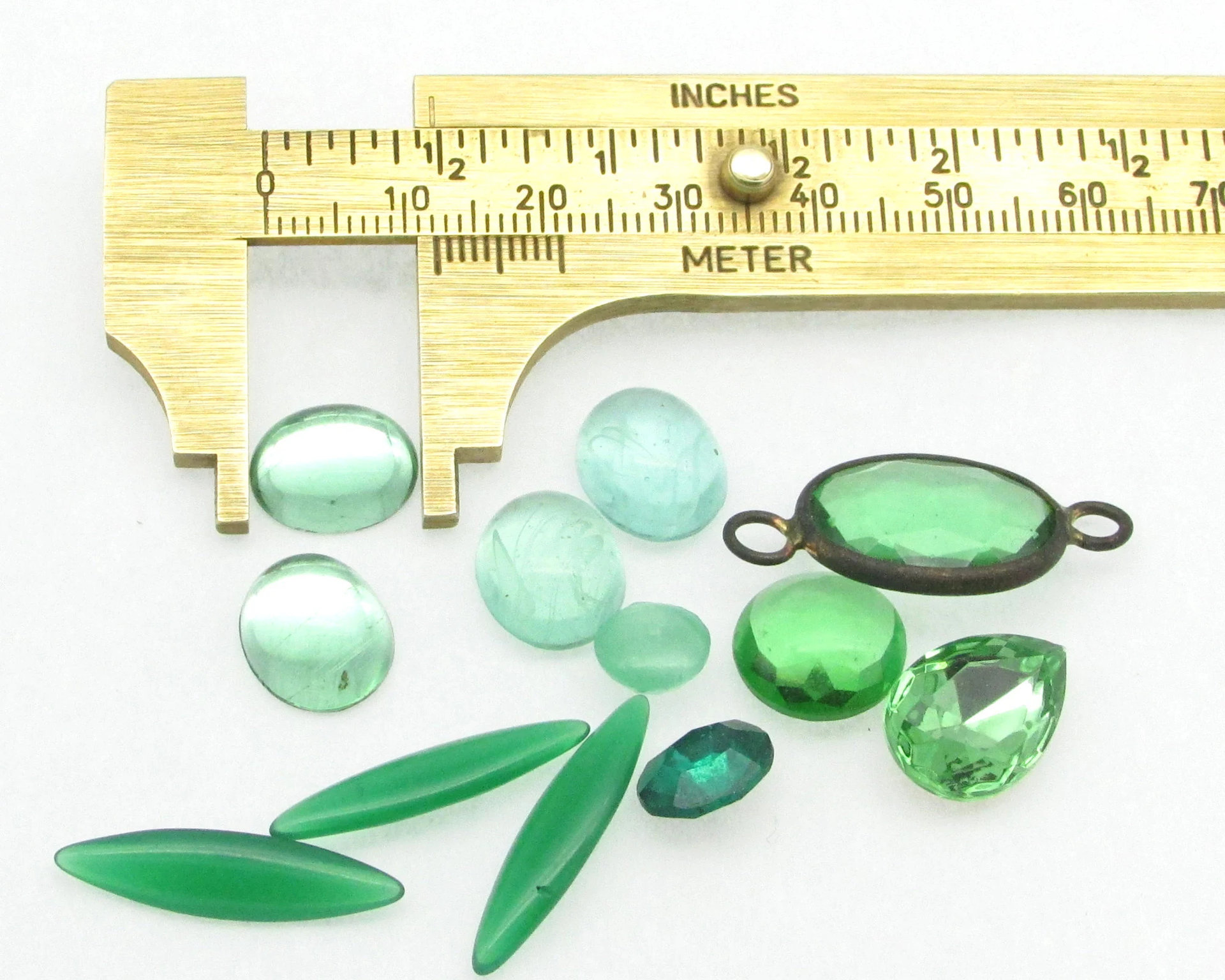 Green Rhinestone Mixed Lot,  Vintage Cabochons and Point Backs