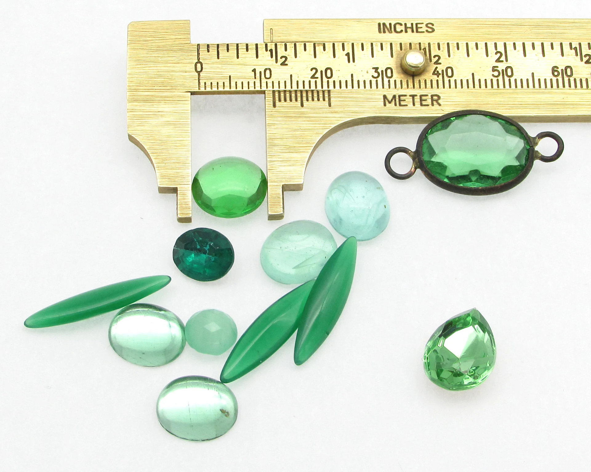 Green Rhinestone Mixed Lot,  Vintage Cabochons and Point Backs
