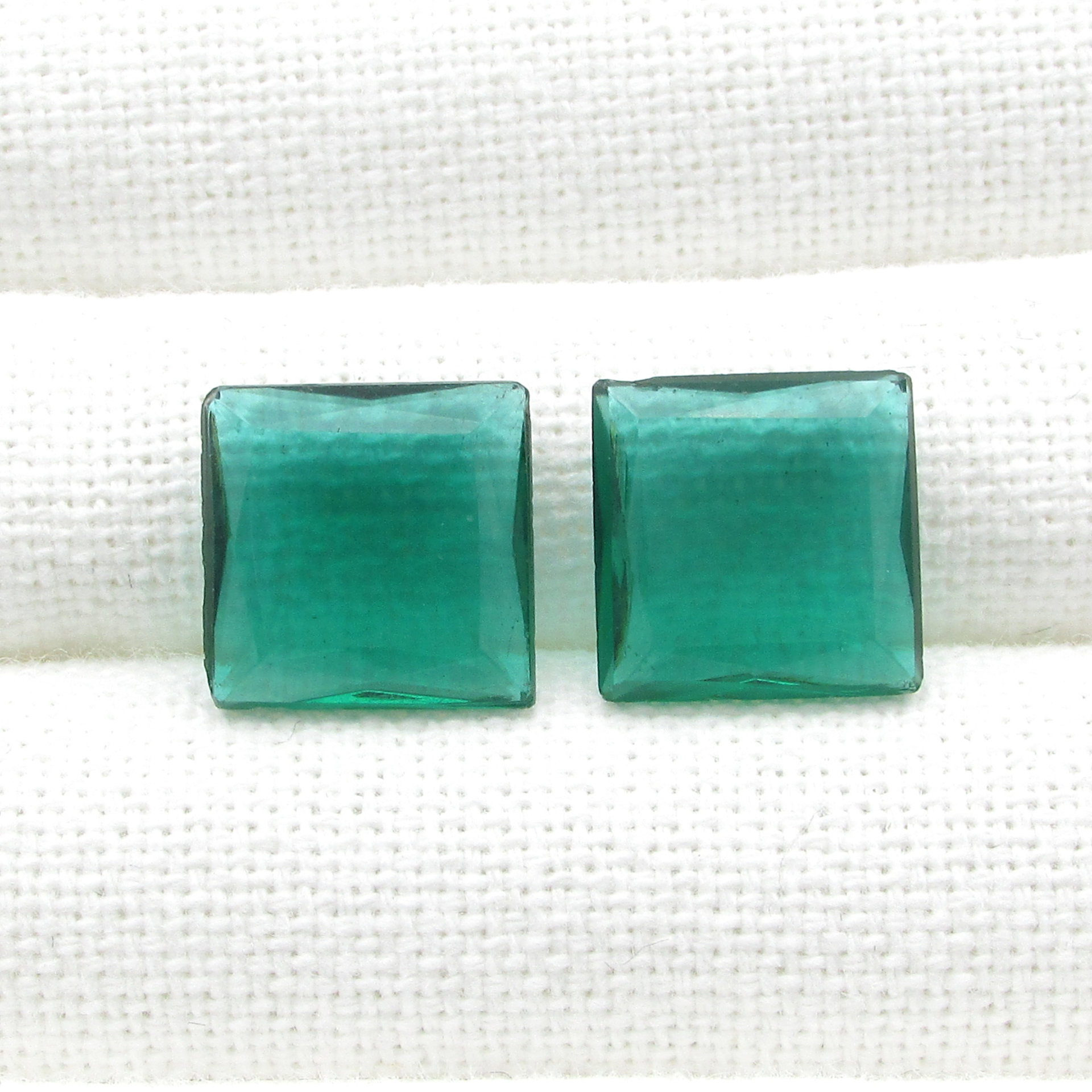 15.5mm Square Unfoiled Emerald Vintage Rhinestones
