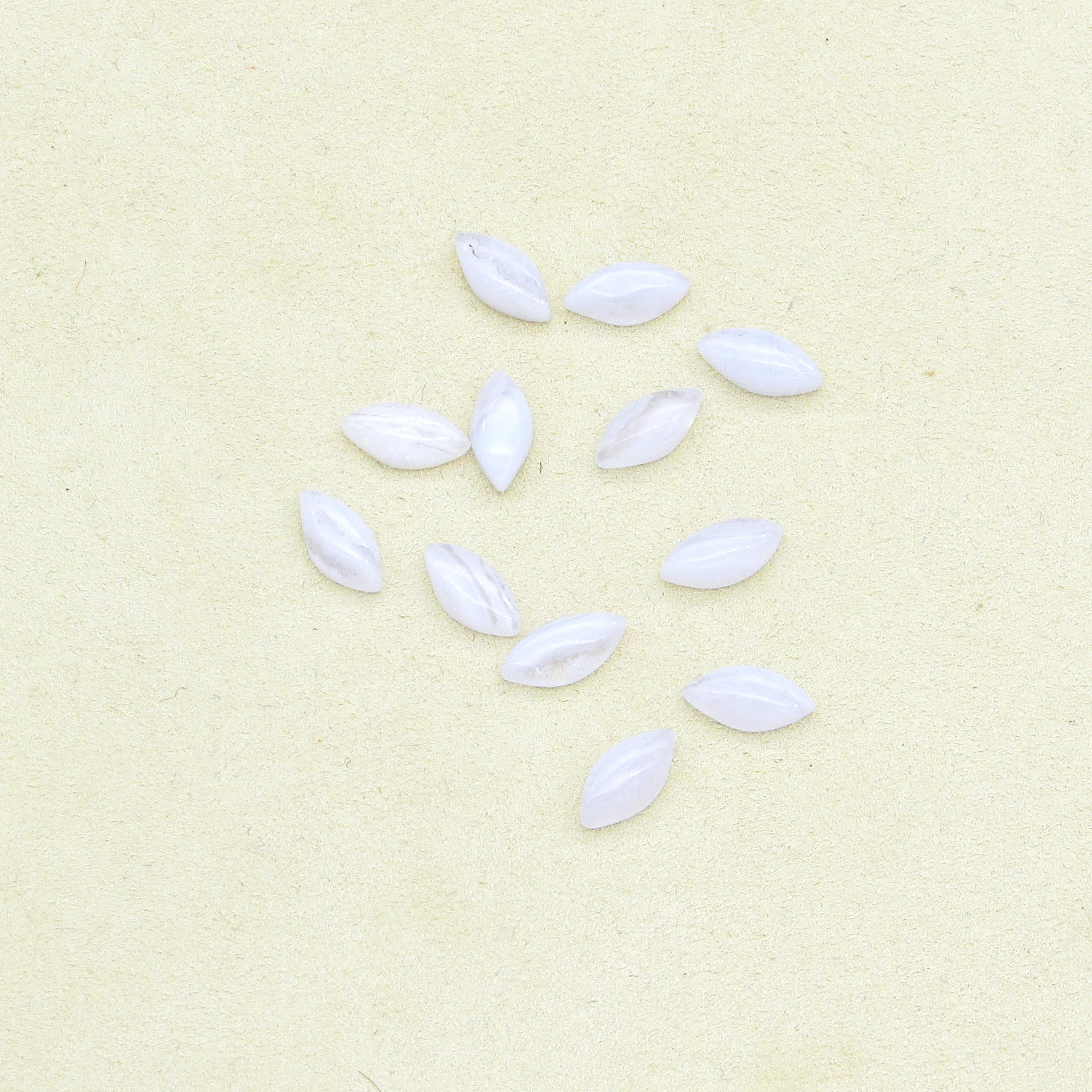 Small Marquise Cabochons, White Agate 