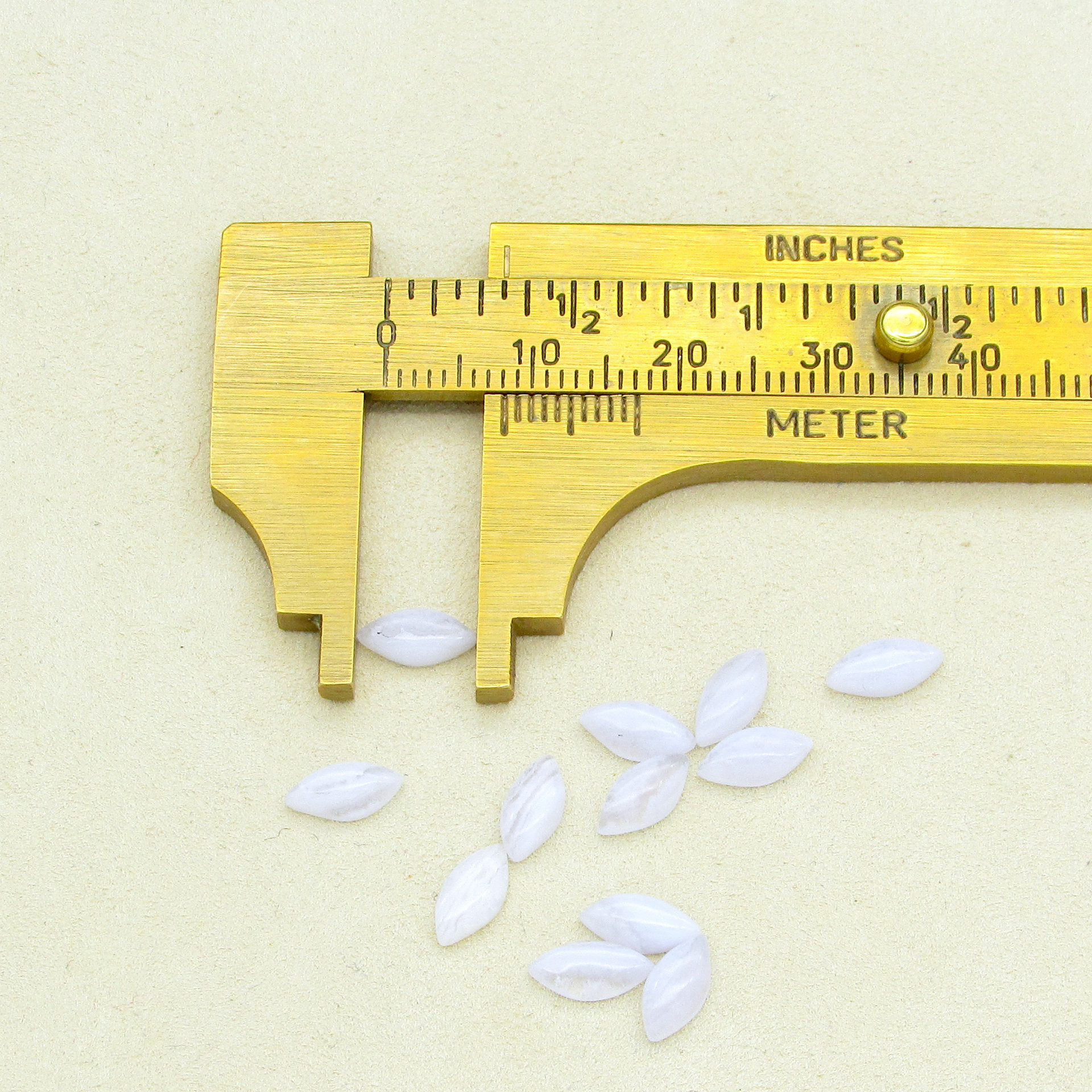 Small Marquise Cabochons, White Agate 