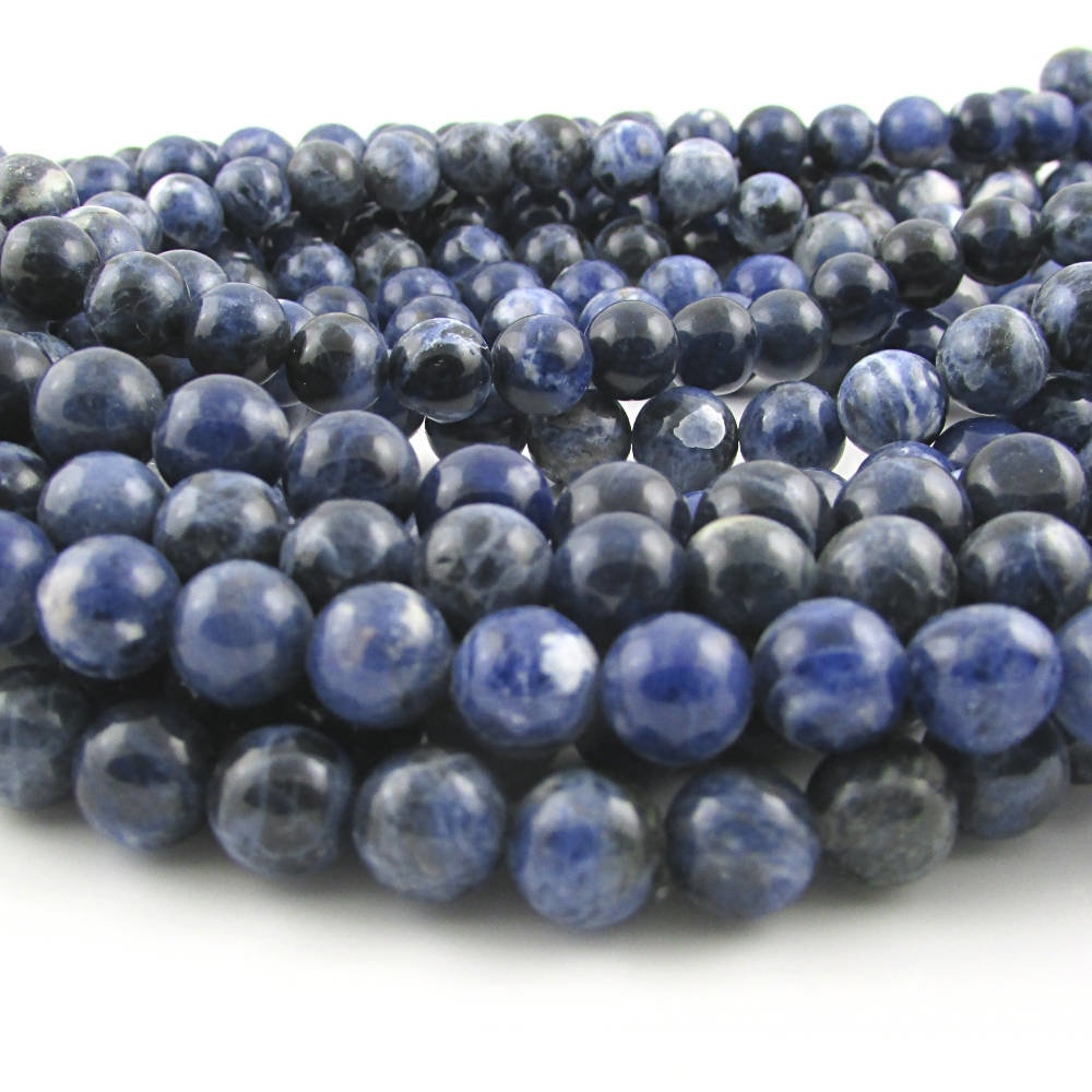 8mm Dark Blue Sodalite Beads, Smooth Semiprecious Gemstone Rounds
