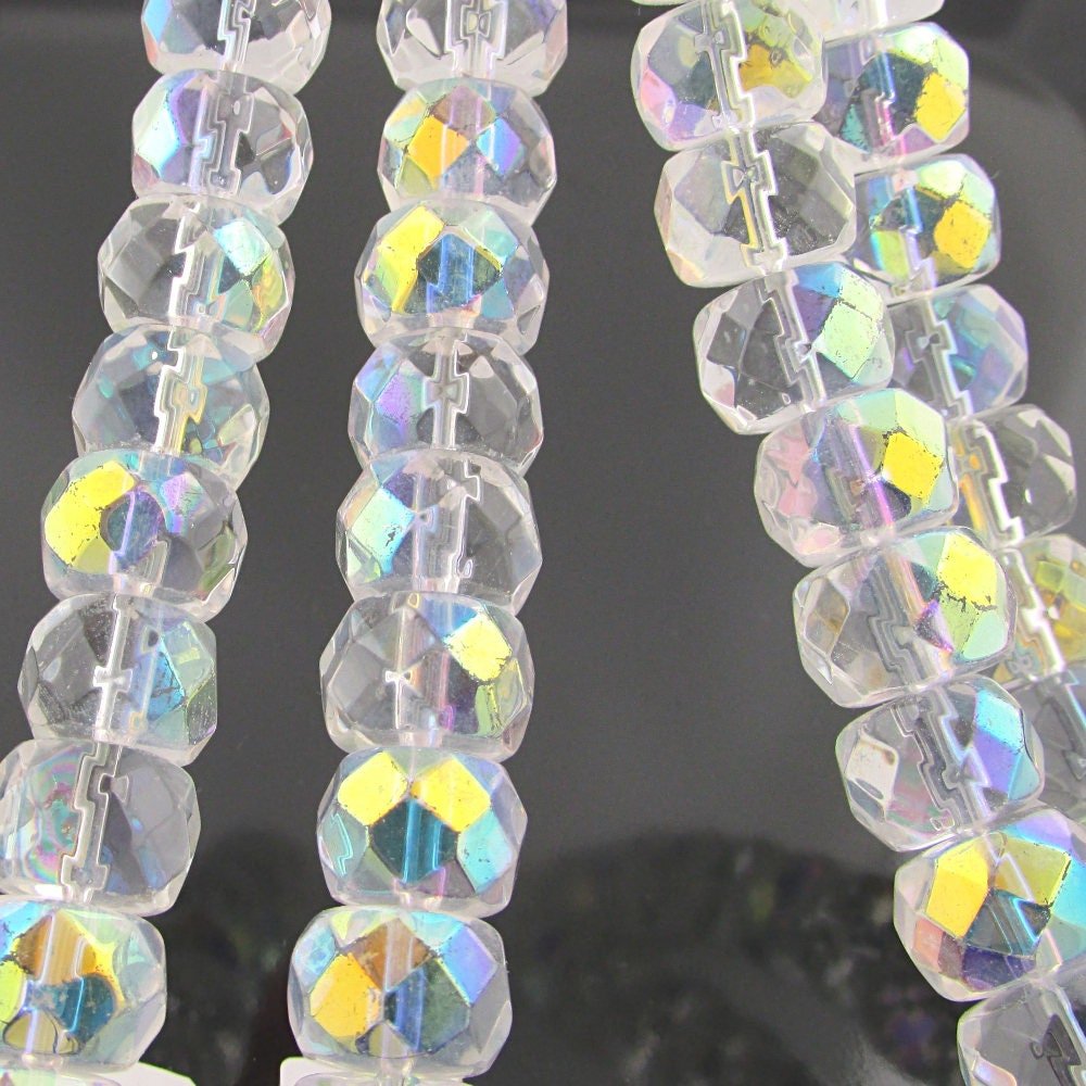 Crystal AB 12x9mm Faceted Rondelles