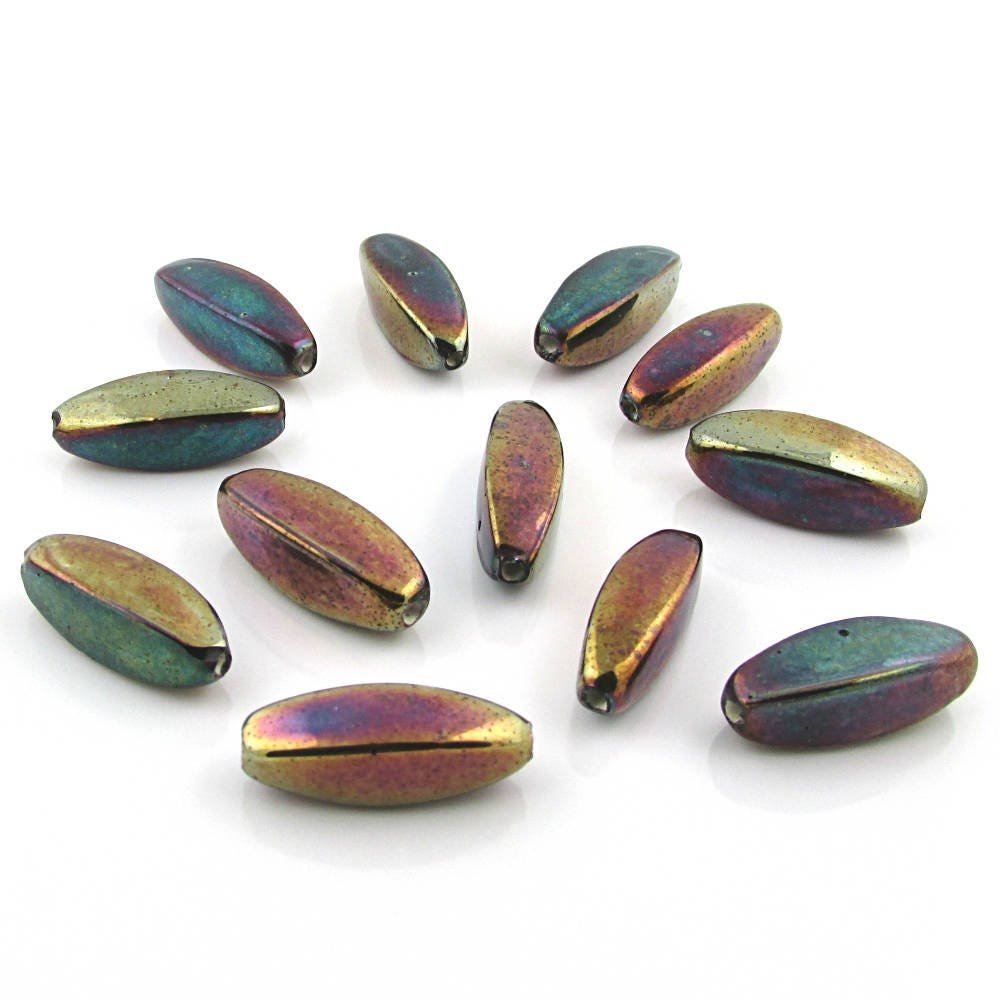 22x8mm Metallic Iris Tapered Barrels (12)