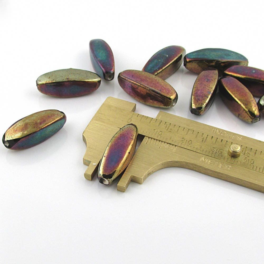 22x8mm Metallic Iris Tapered Barrels (12)