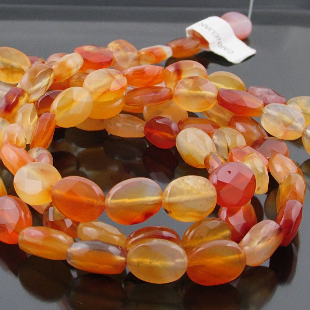 13mm Faceted Oval Carnelian Beads