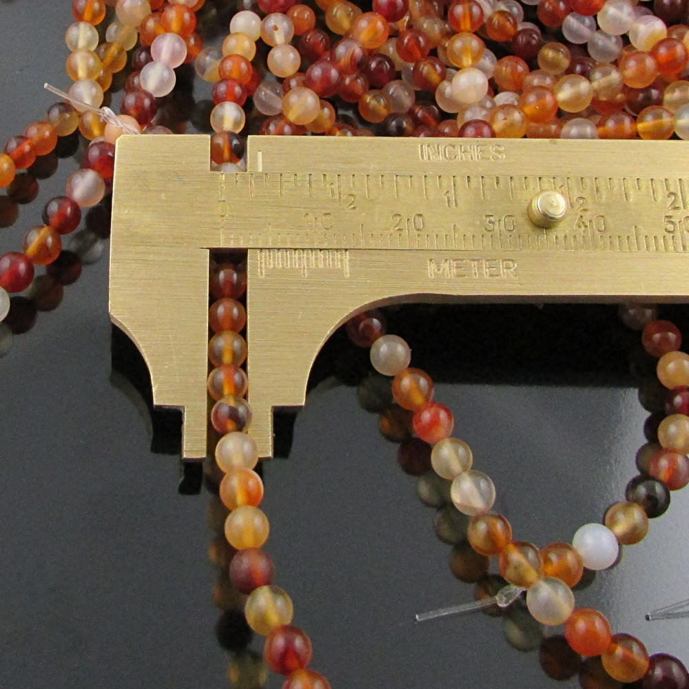 4mm Round Gemstone Beads, Polished Natural Carnelian 16 Inch Strand