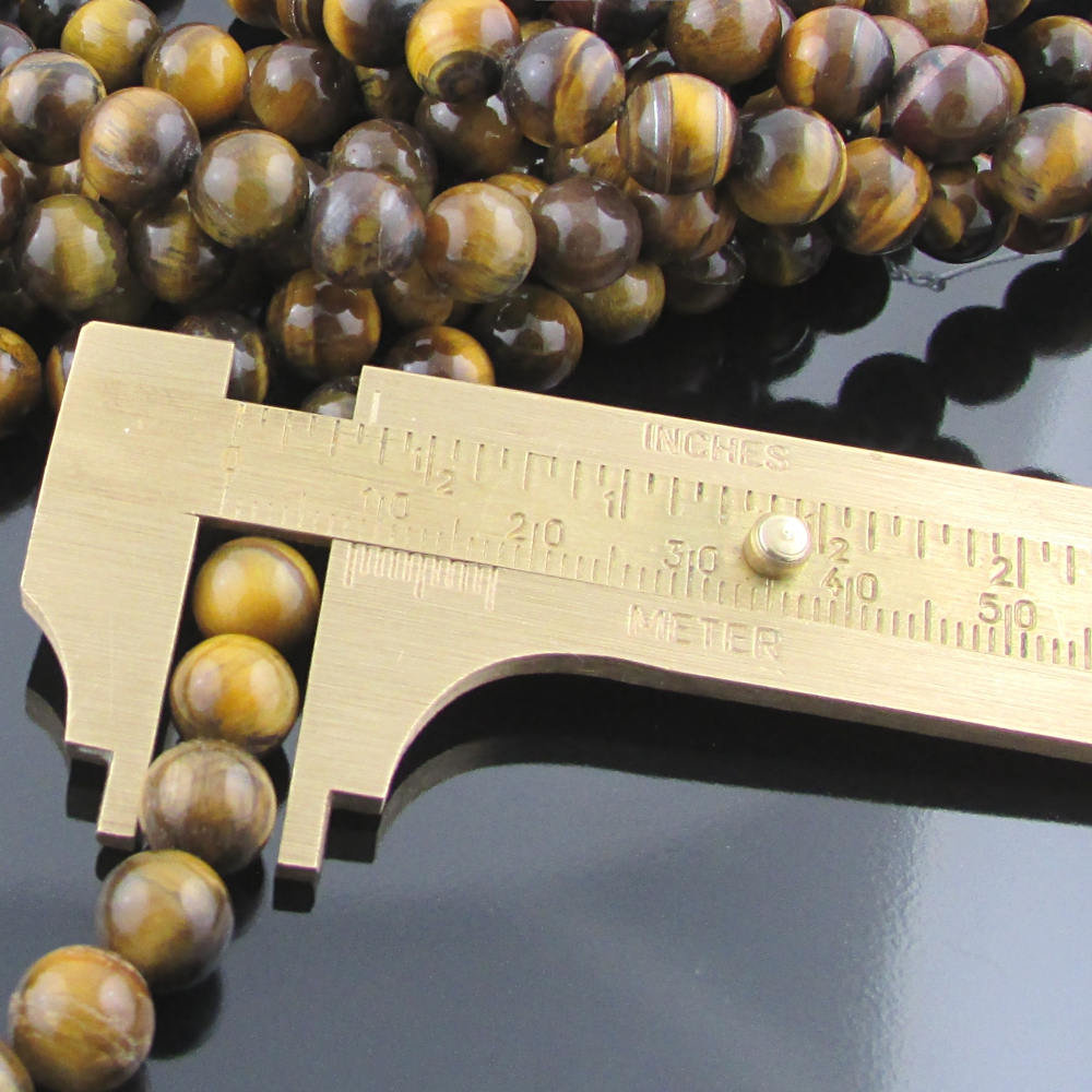 8mm Natural Tiger Eye Beads, Smooth Rounds 15.5" Strand