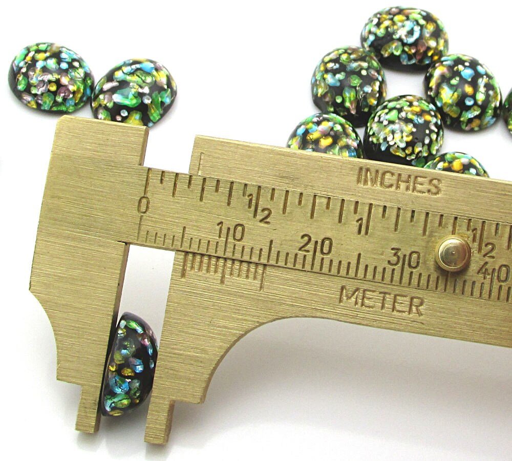 Vintage 12x10mm Oval Foiled Lampwork Cabochons