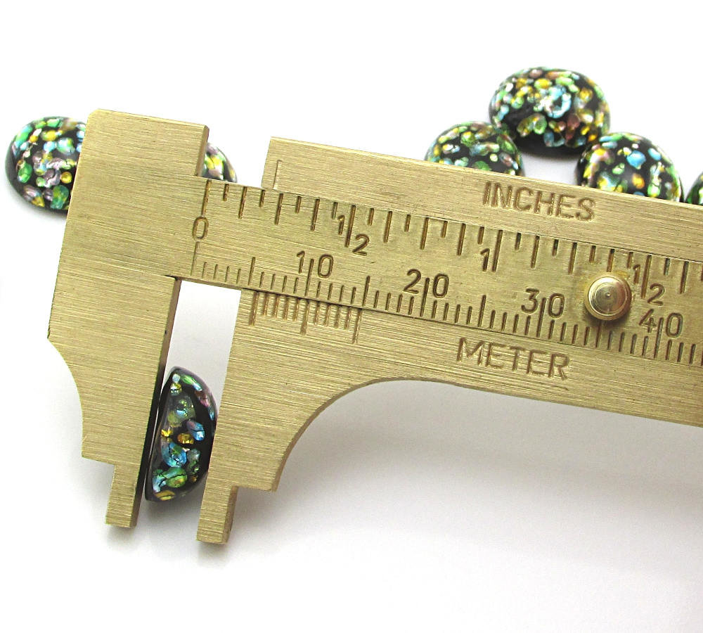 Vintage 12x10mm Oval Foiled Lampwork Cabochons