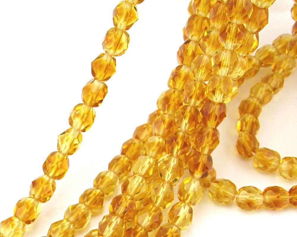 Small Faceted Beads, 2-Tone Brown Czech Glass Fire Polished Rounds