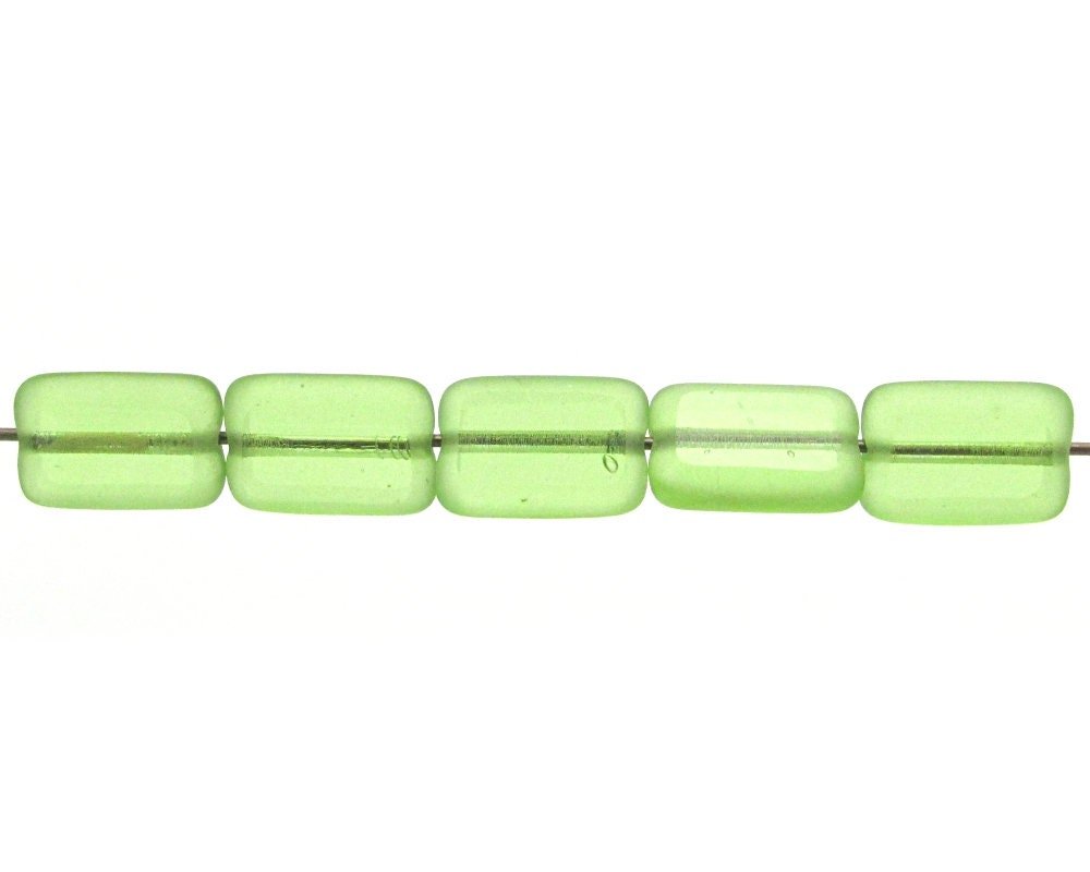 12x8mm Green Window Beads, Flat Rectangles