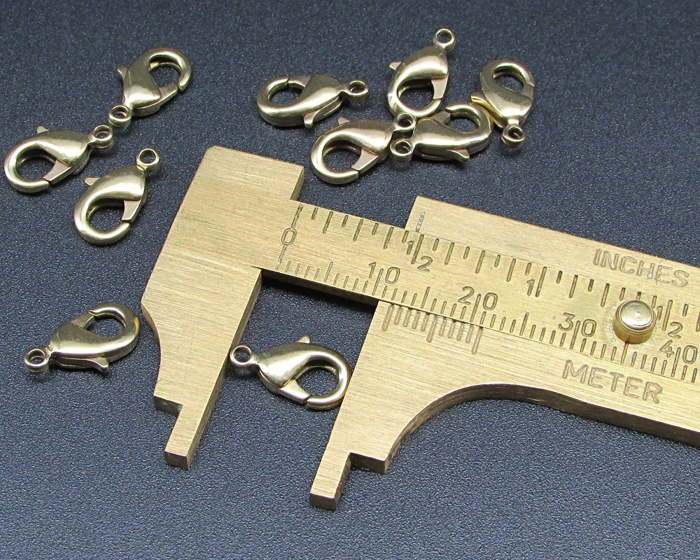 12x6mm Lobster Clasps, Raw Brass Unplated Parrot Beak Connectors