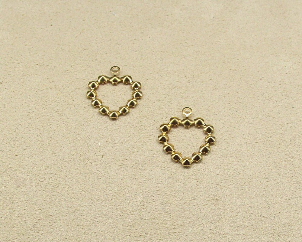 Gold Plated Rhinestone Heart Pendants