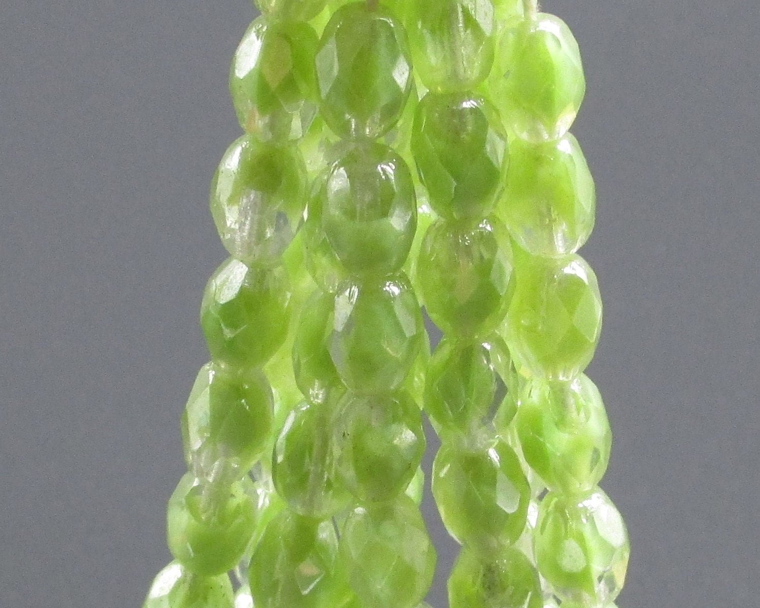 Vintage 9mm Faceted Oval Green Givre Beads