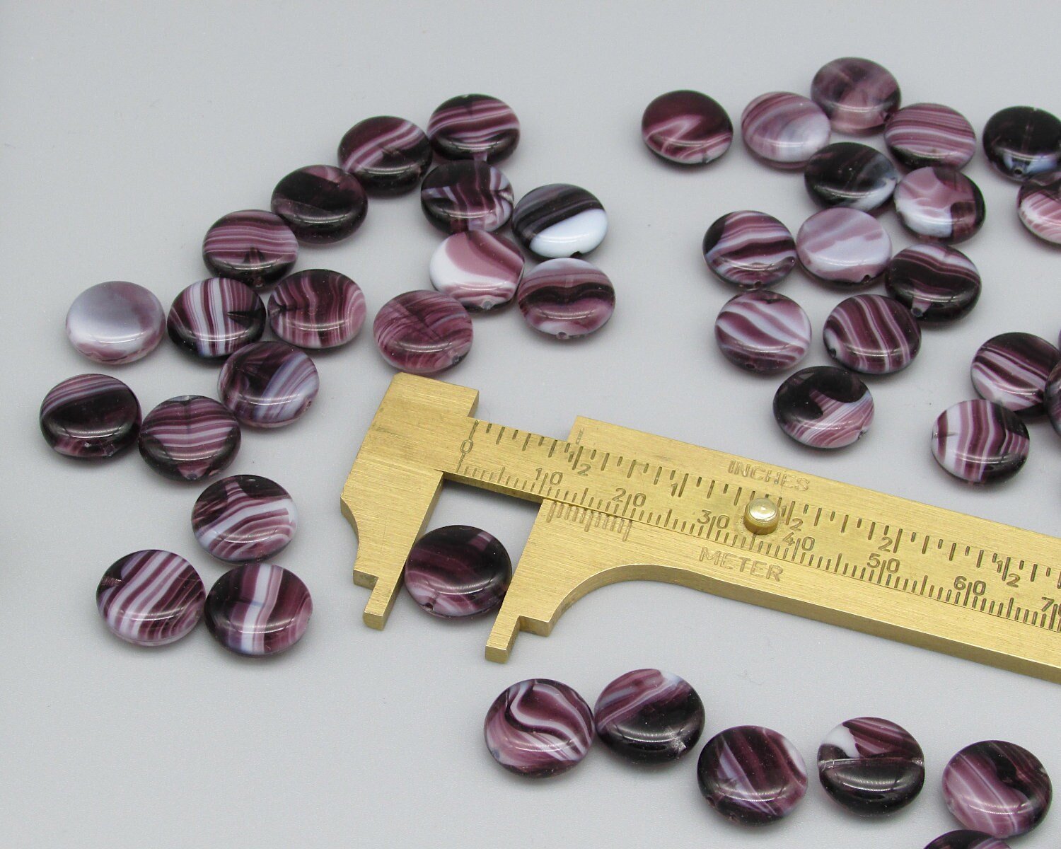 12mm Striped Glass Coin Beads