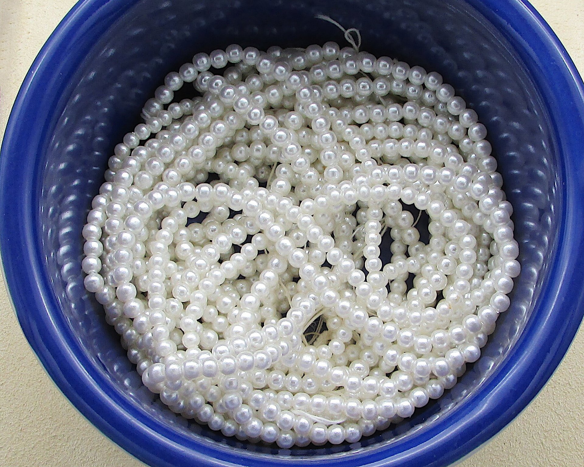 Vintage Faux Pearl Seed Beads, 3.5mm Plastic Spacers