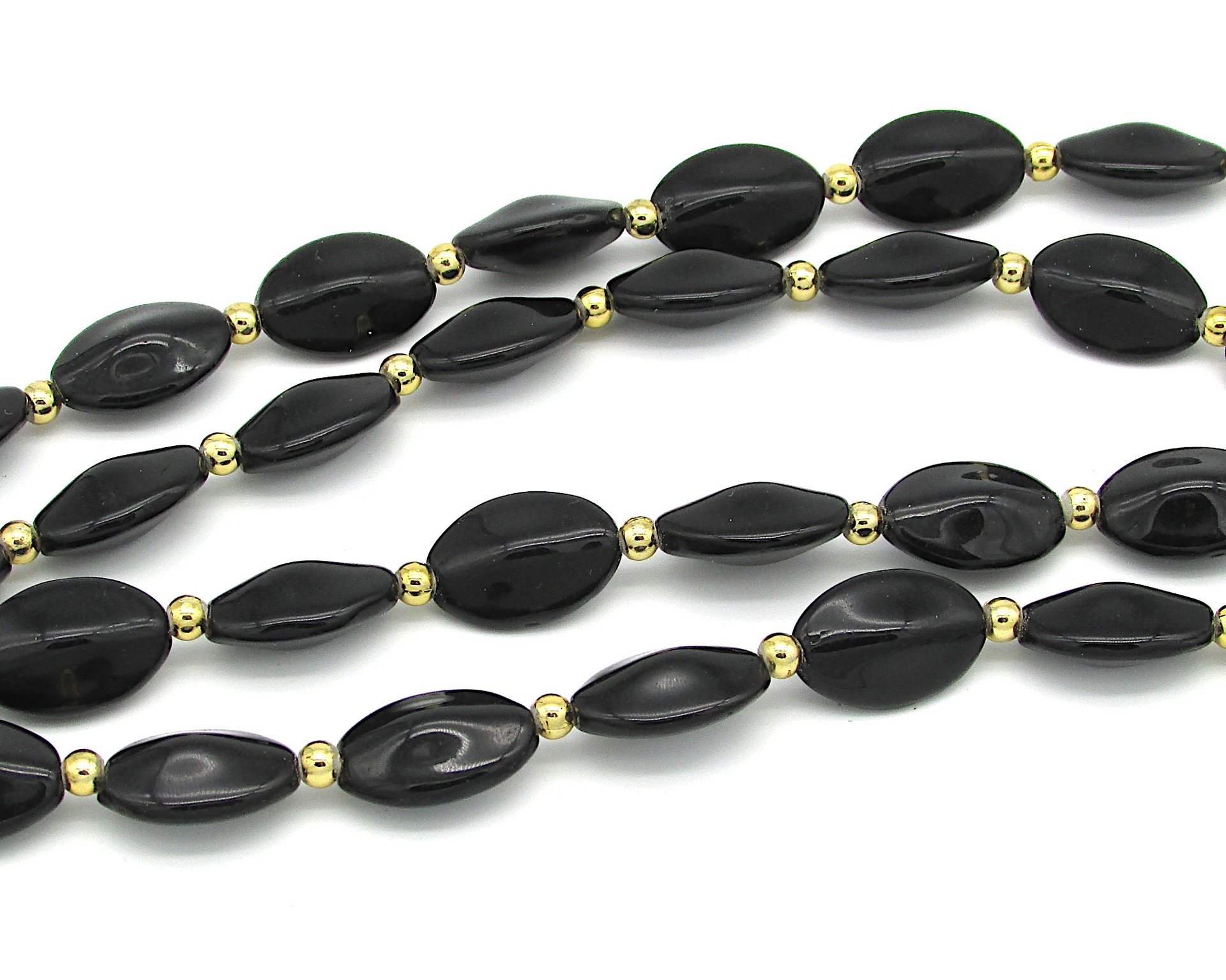 17mm Black Oval Czech Glass Beads