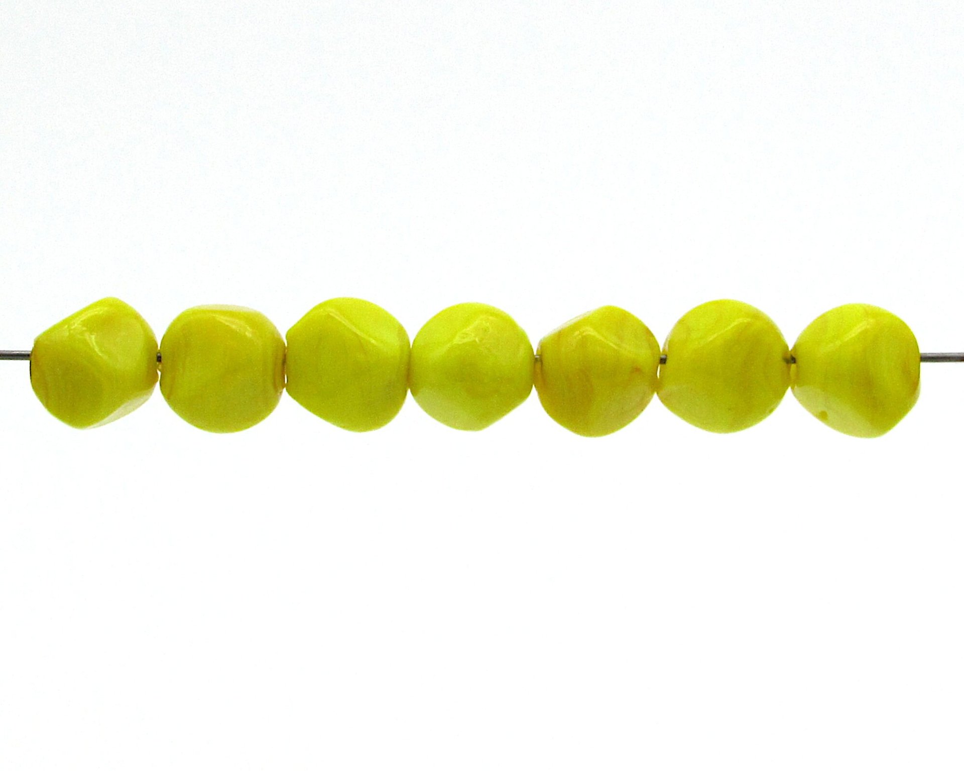 10mm Bright Yellow Lampwork Beads, Vintage Baroque Cube Nuggets