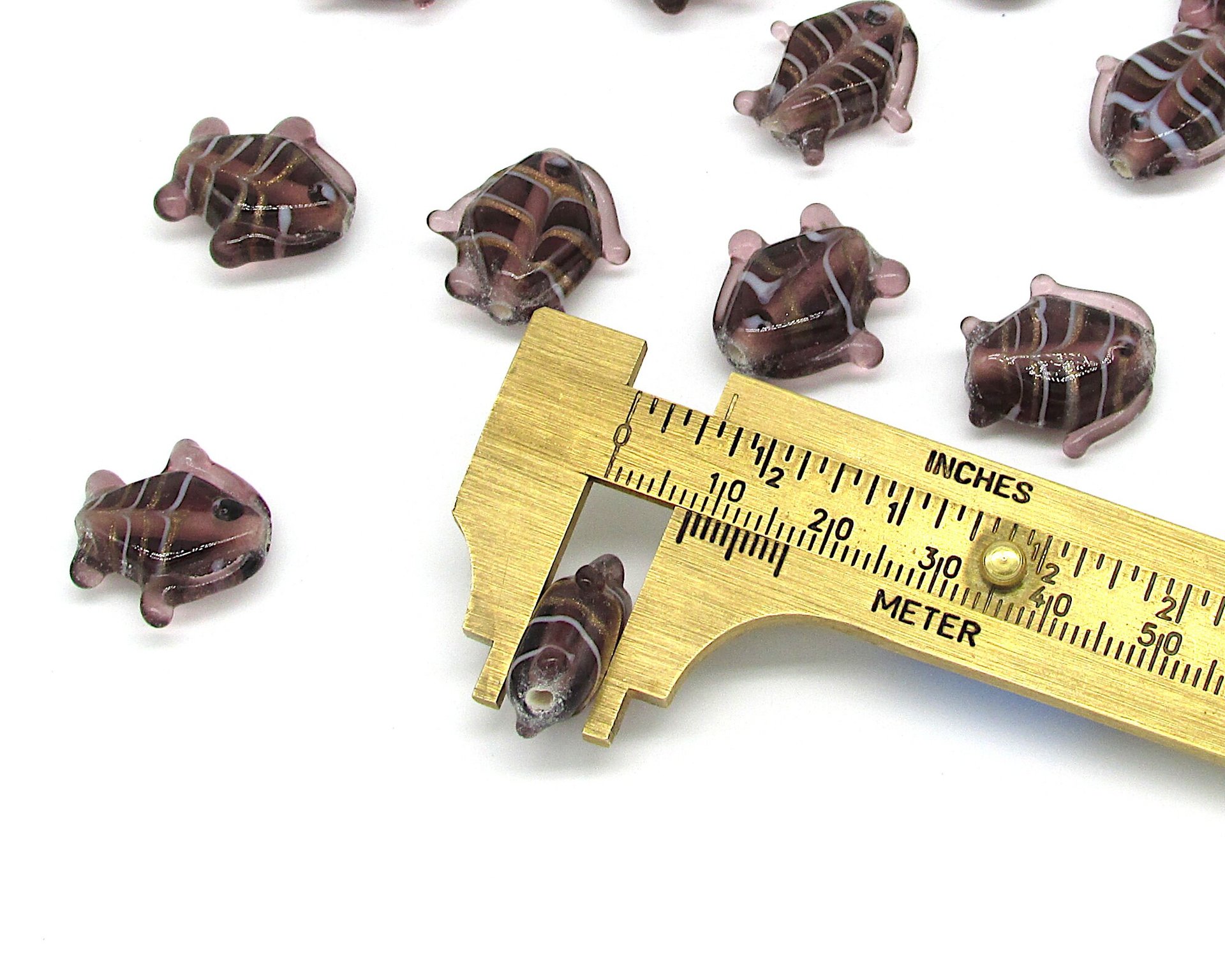 Purple 18mm Glass Fish Beads