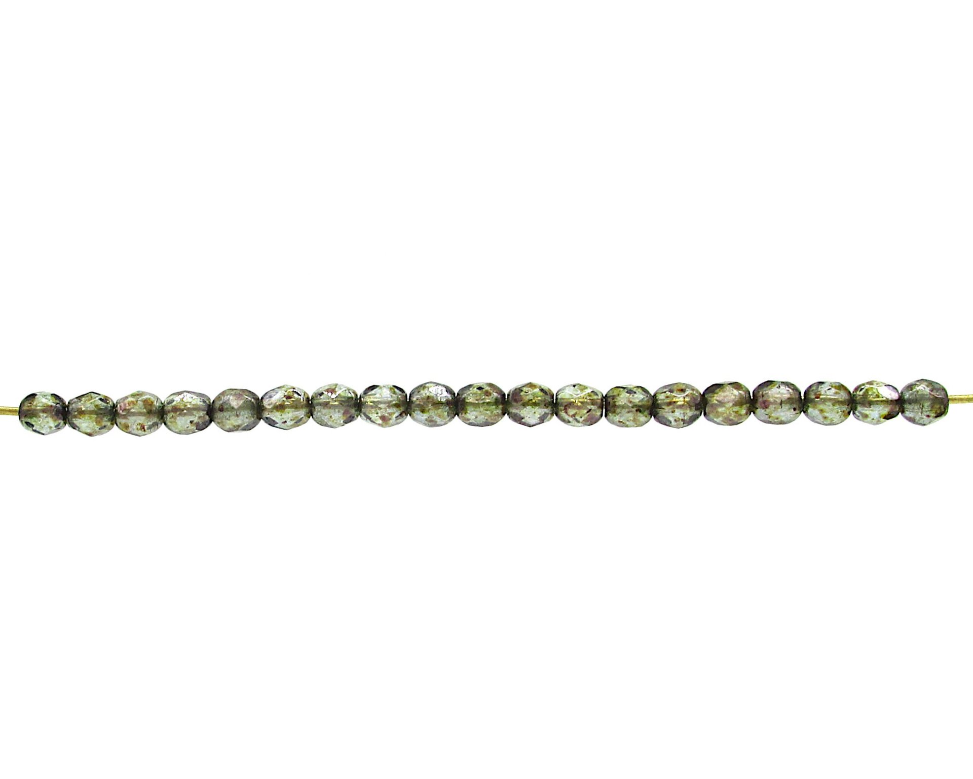 4mm Faceted Rounds, Moss Green Luminescent Czech Glass Beads (100)
