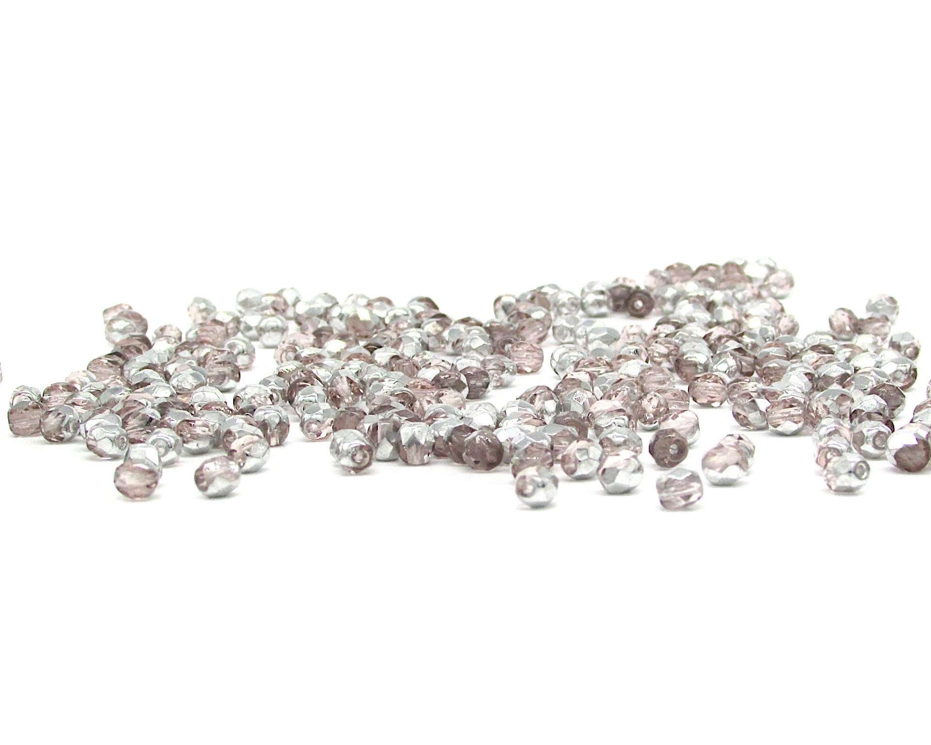 4mm Rose Fire Polished Round Beads