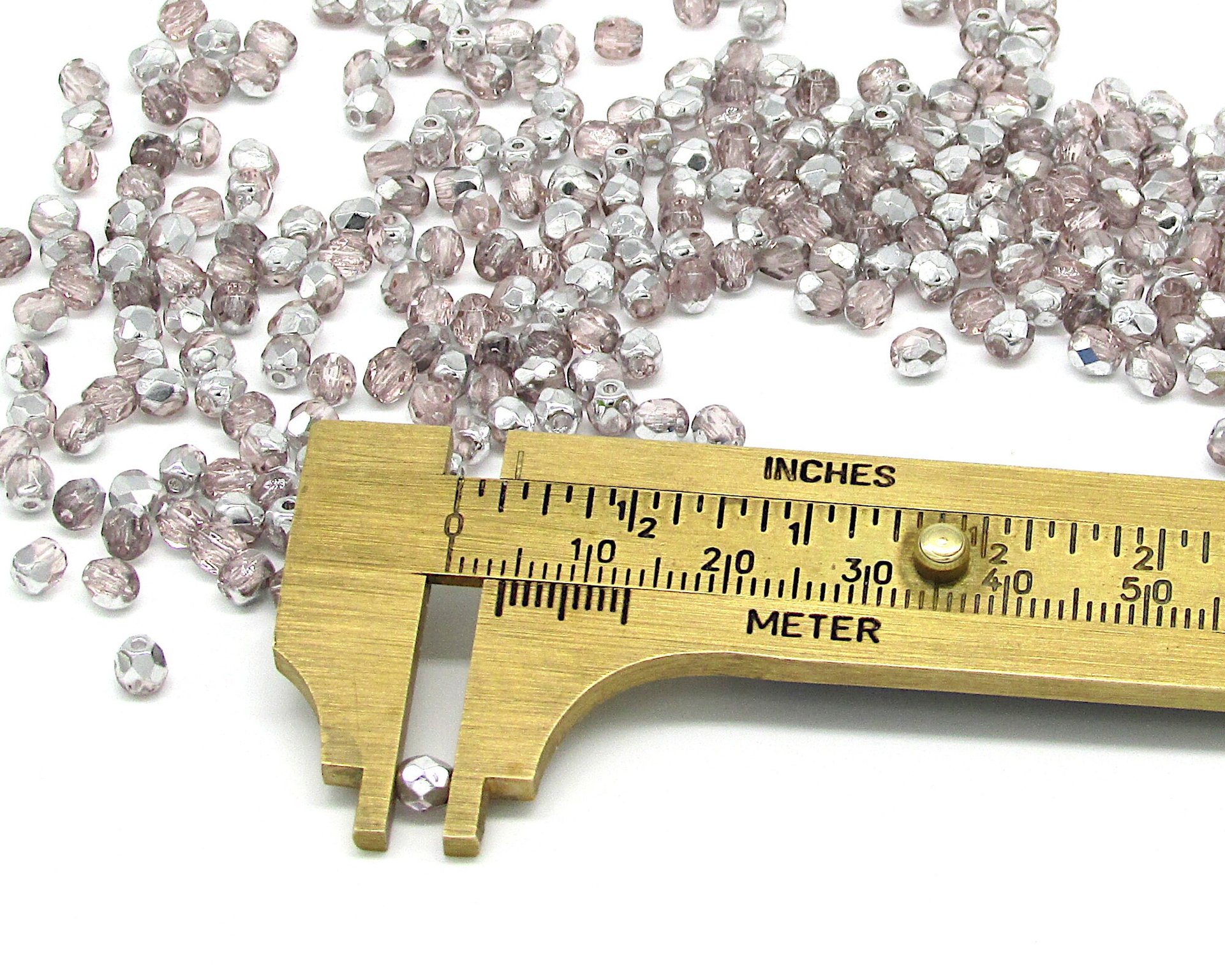 4mm Rose Fire Polished Round Beads