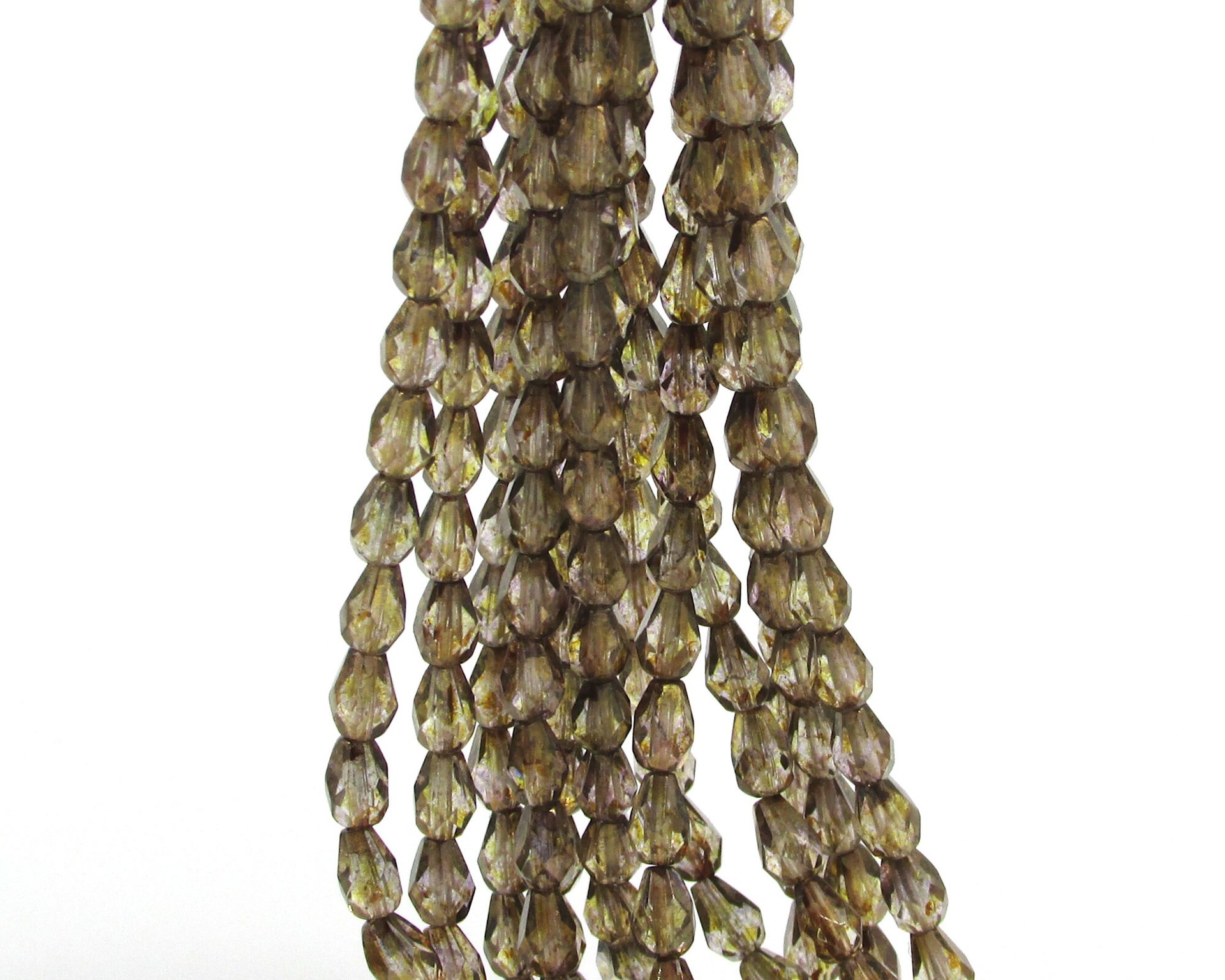 7x5mm Faceted Teardrop Beads, Smoke Topaz Luster