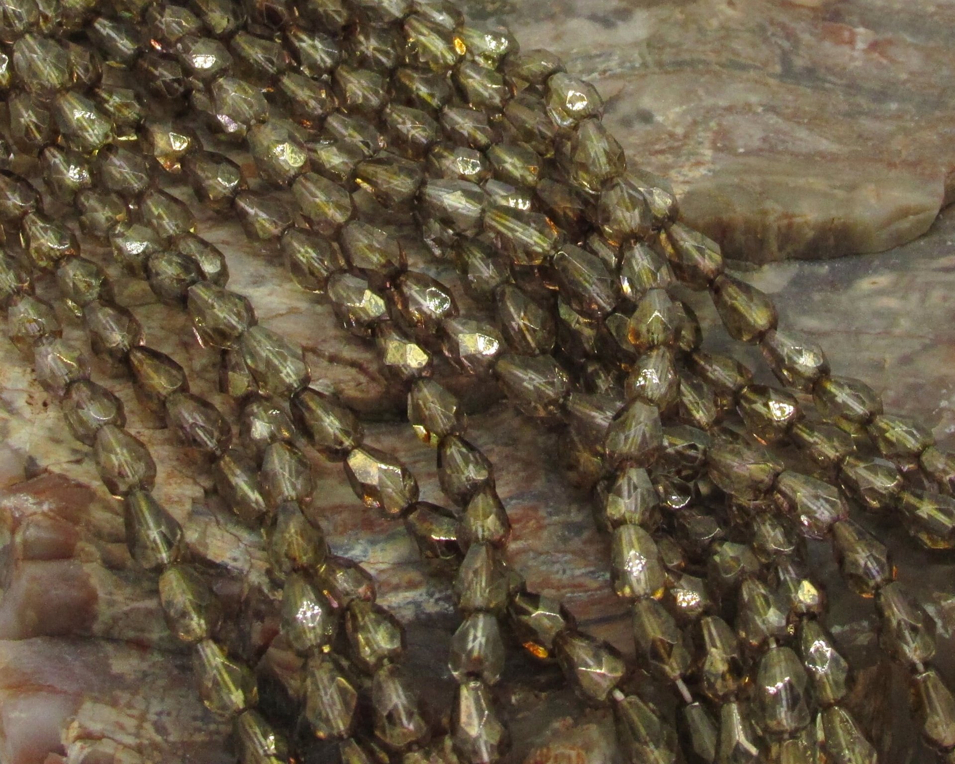 7x5mm Faceted Teardrop Beads, Smoke Topaz Luster