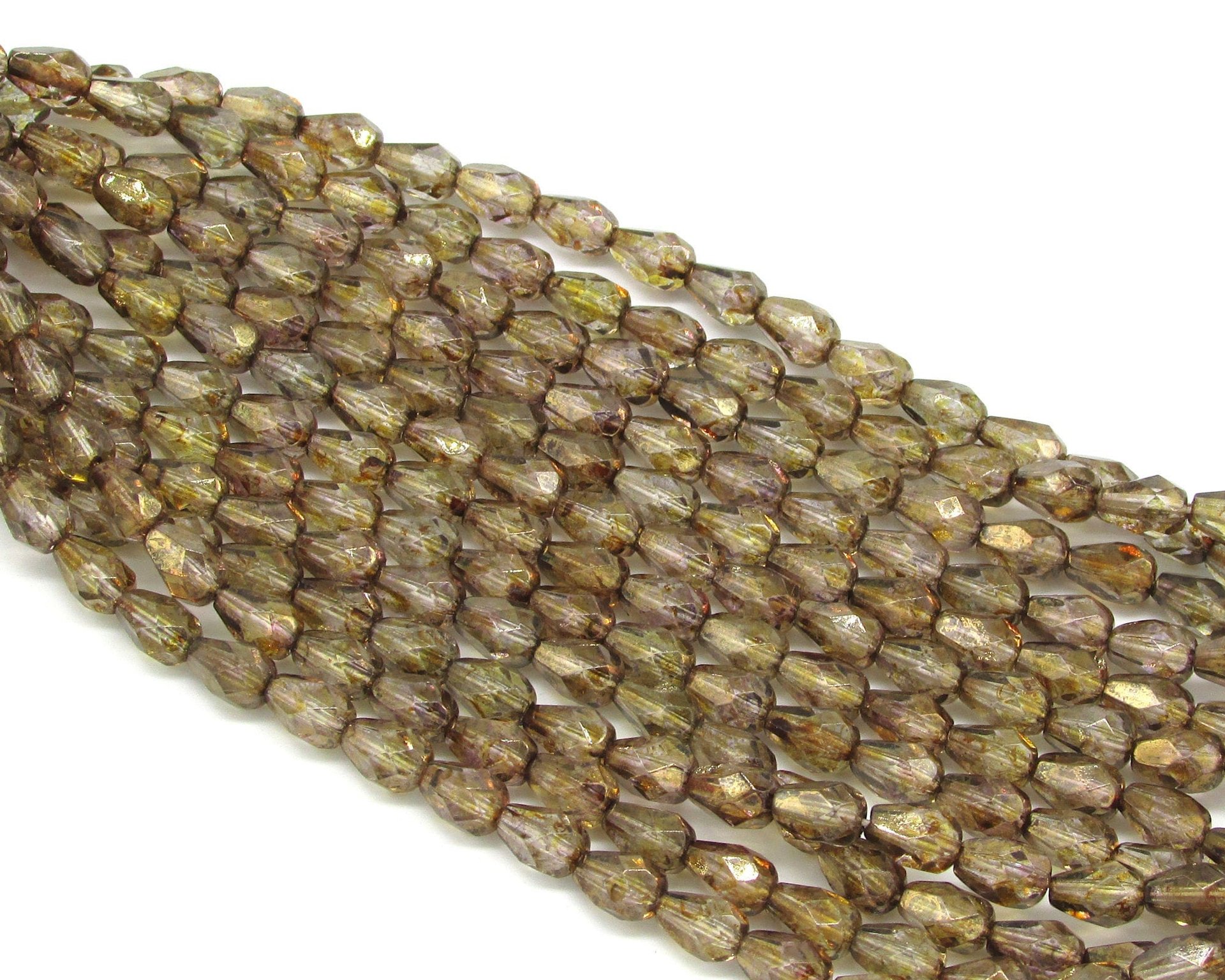 7x5mm Faceted Teardrop Beads, Smoke Topaz Luster