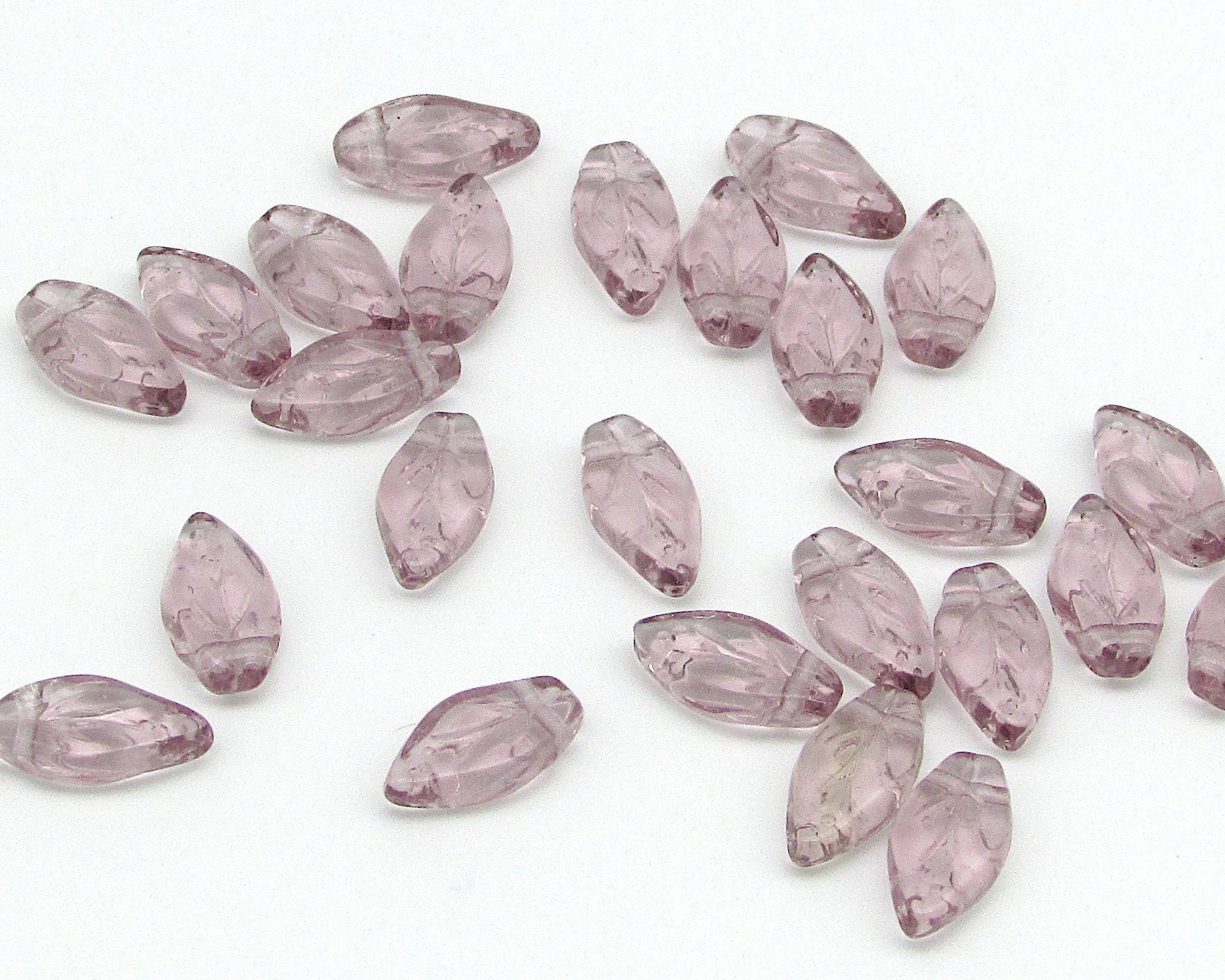 Small Glass Leaves 11x5.5mm, Side Drilled Czech Glass Beads (25)
