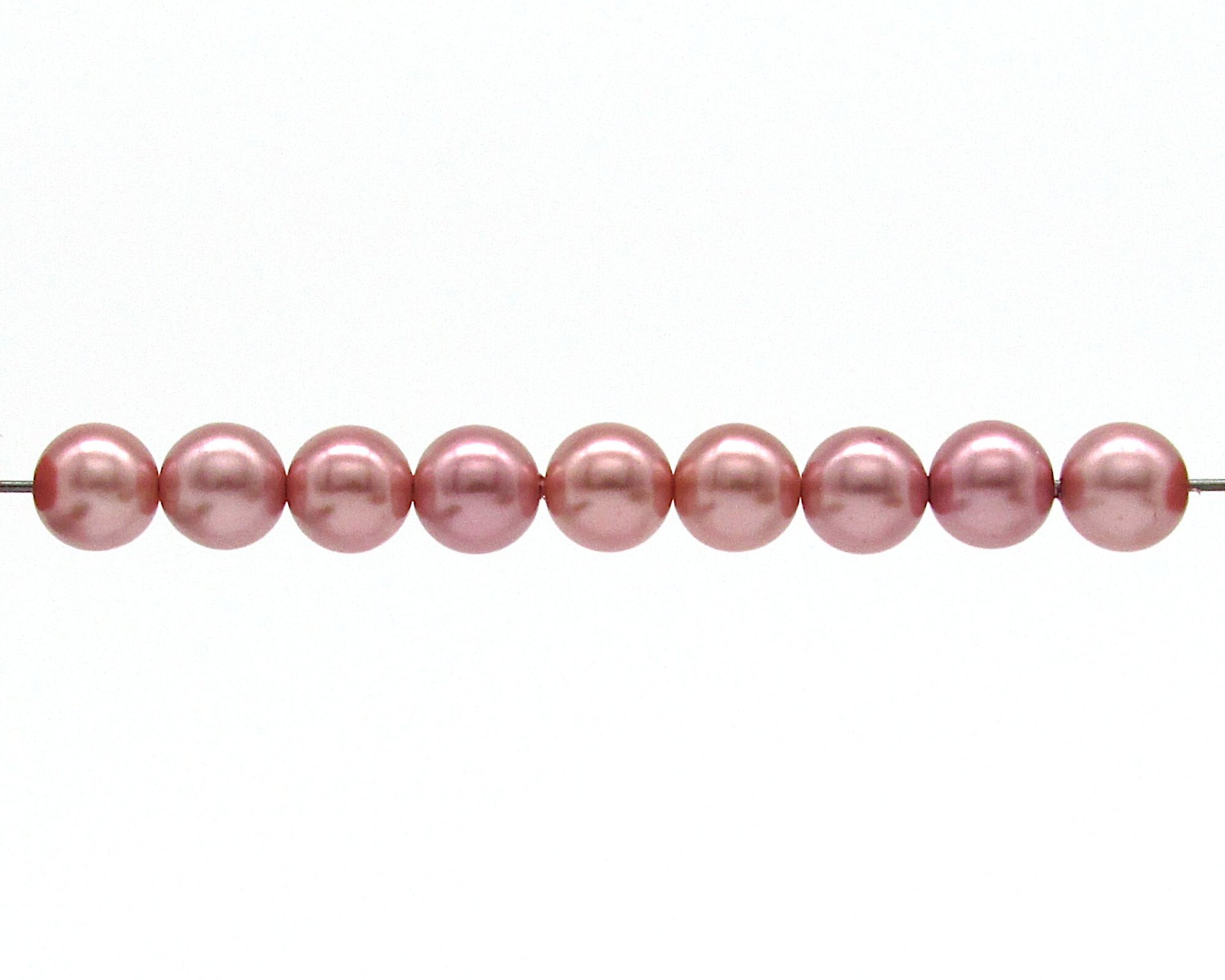8mm Vintage Plastic Pearl Beads, Rose Pink