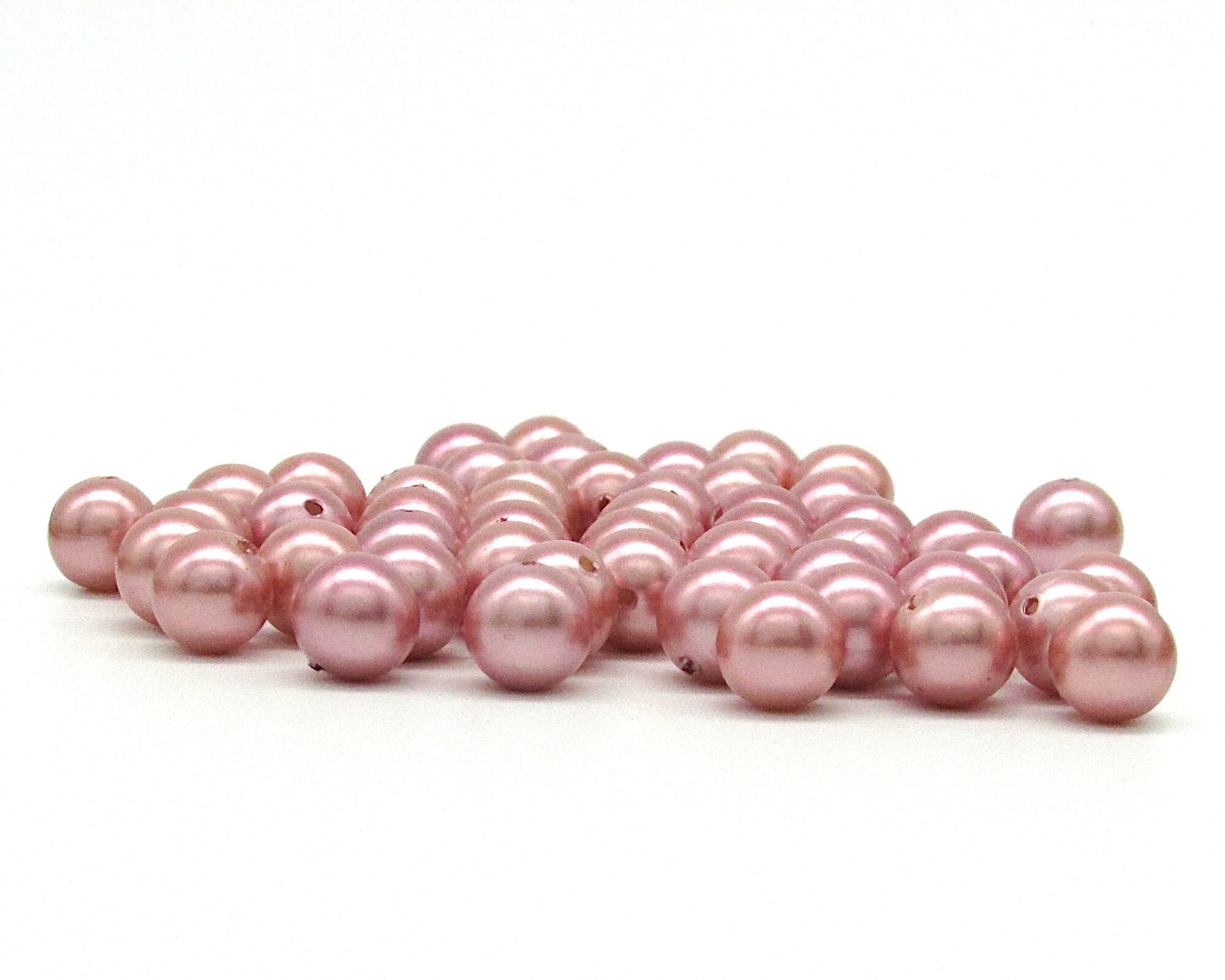 8mm Vintage Plastic Pearl Beads, Rose Pink
