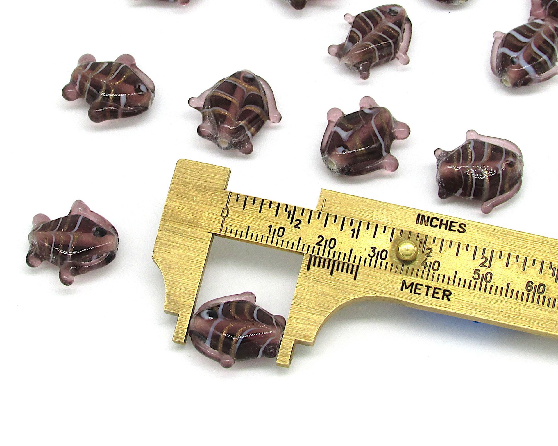 Purple 18mm Glass Fish Beads