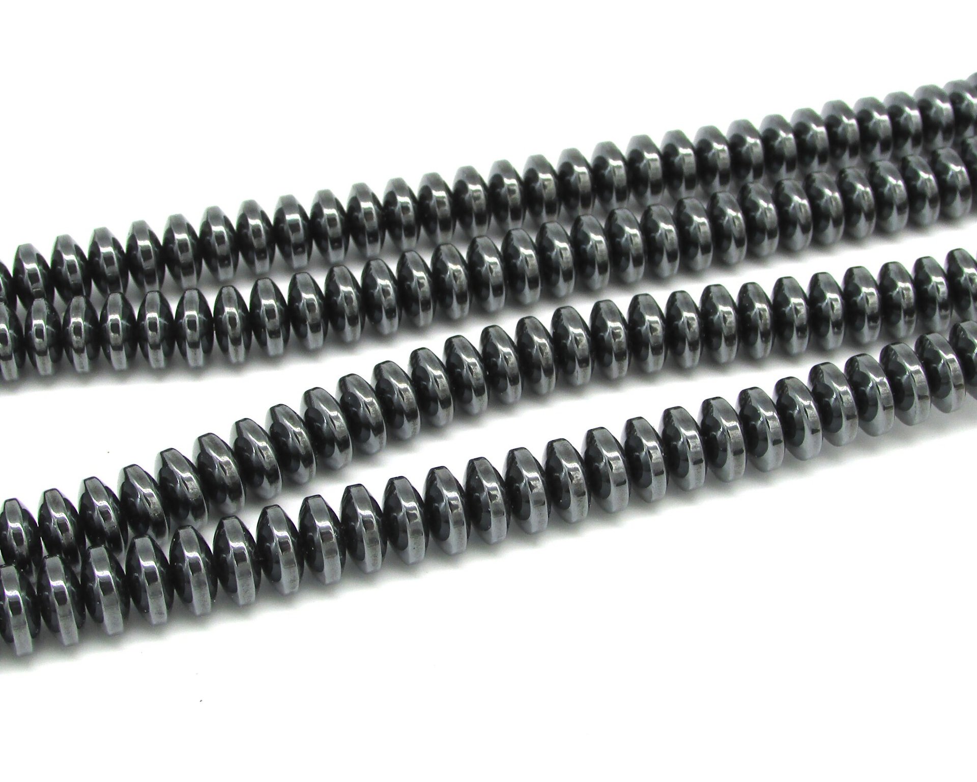 Non-Magnetic Hematite 9mm Convex Saucer Beads, Dark Gray 9x4mm Semiprecious Gemstone Rondelles