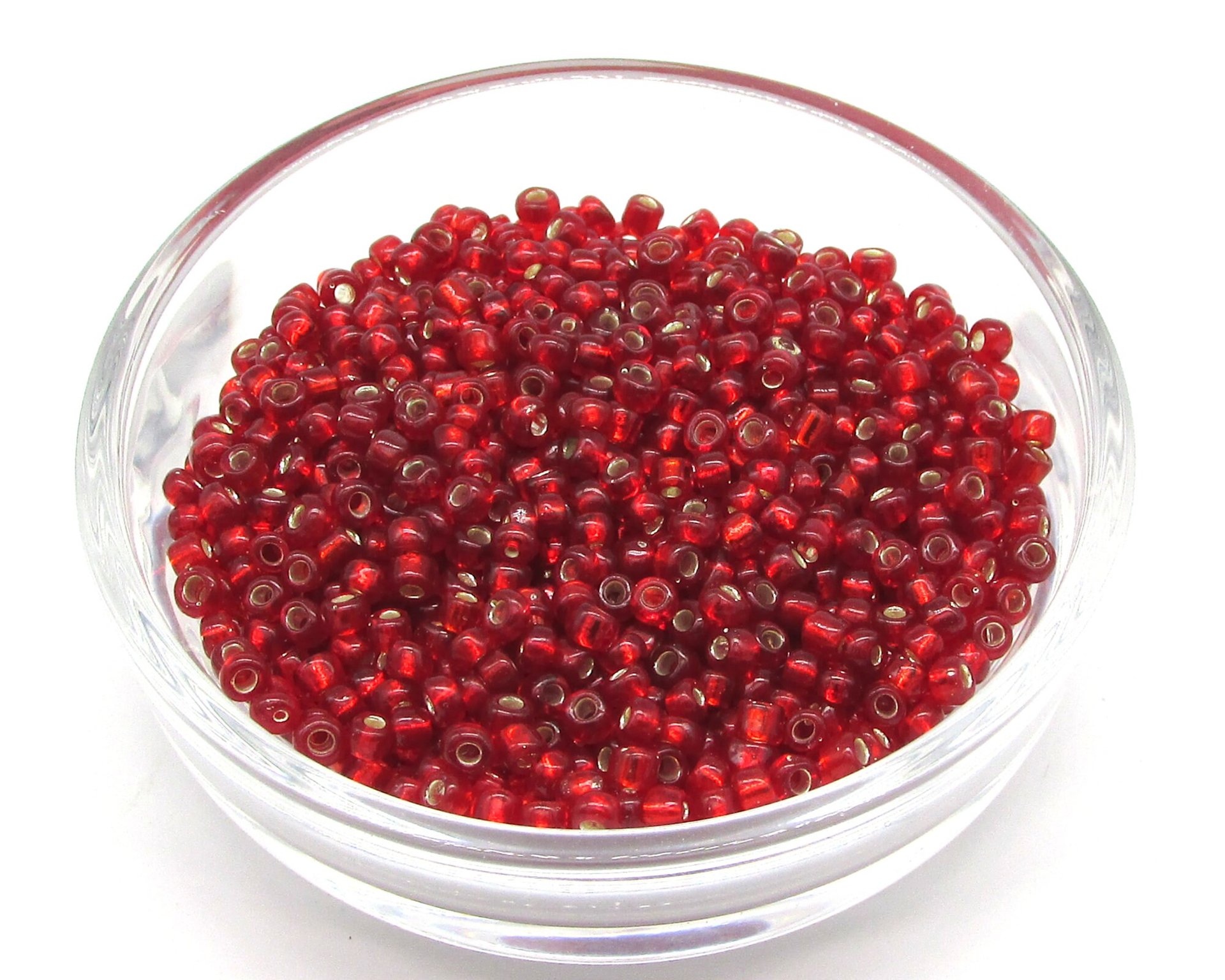 8/0 Round Seed Beads Red Foiled Rocailles