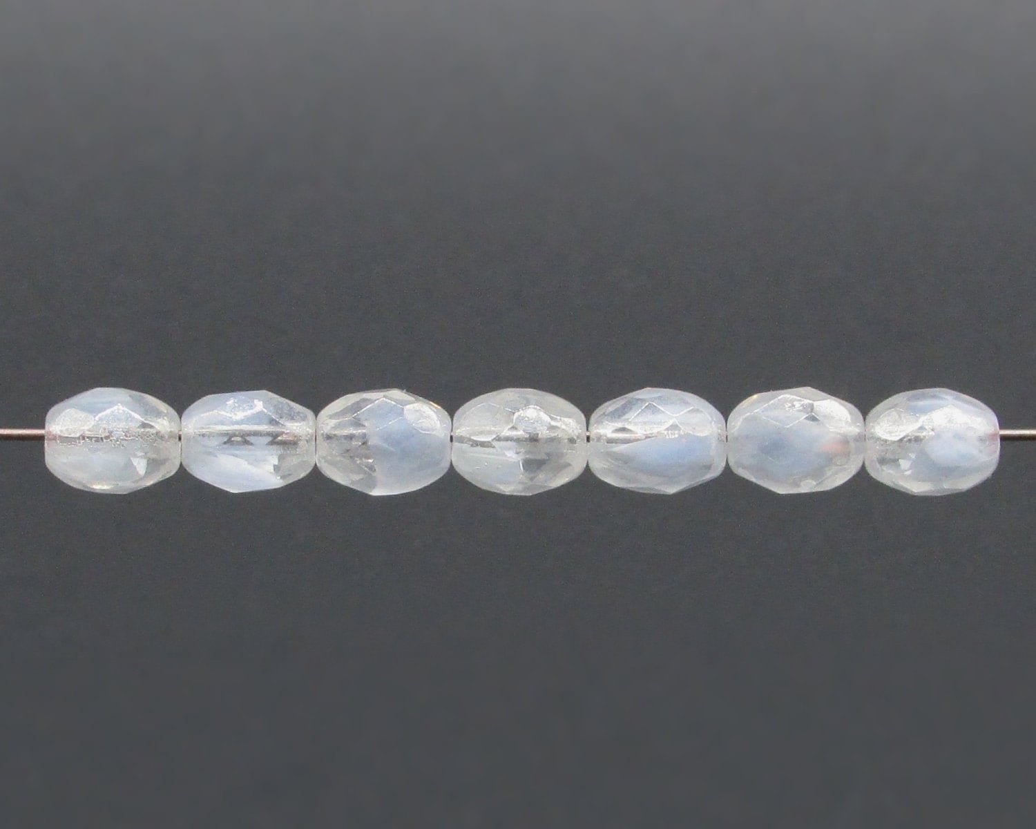 Vintage 9mm Faceted Oval Givre Beads