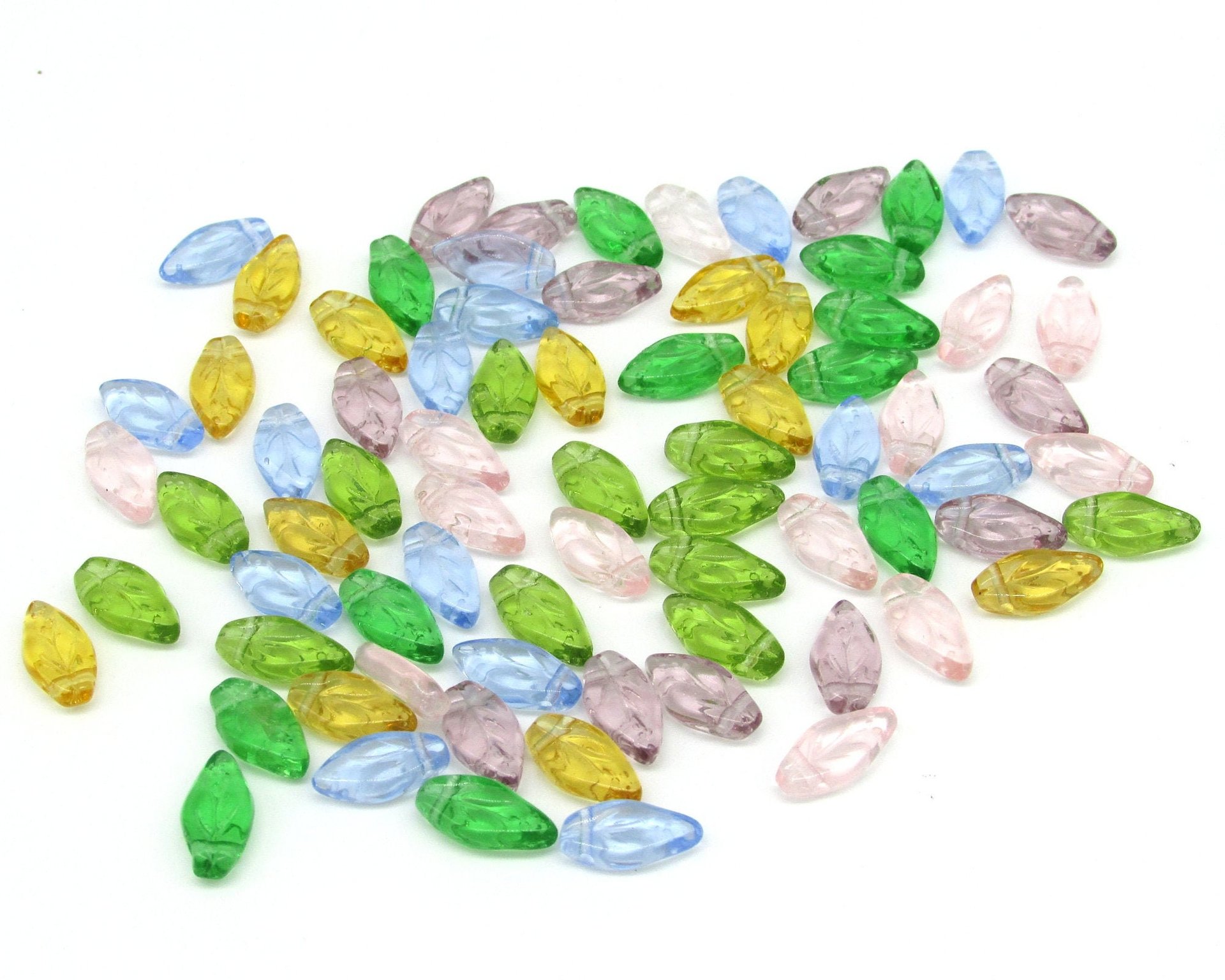 Small Glass Leaves 11x5.5mm, Side Drilled Czech Glass Beads (25)