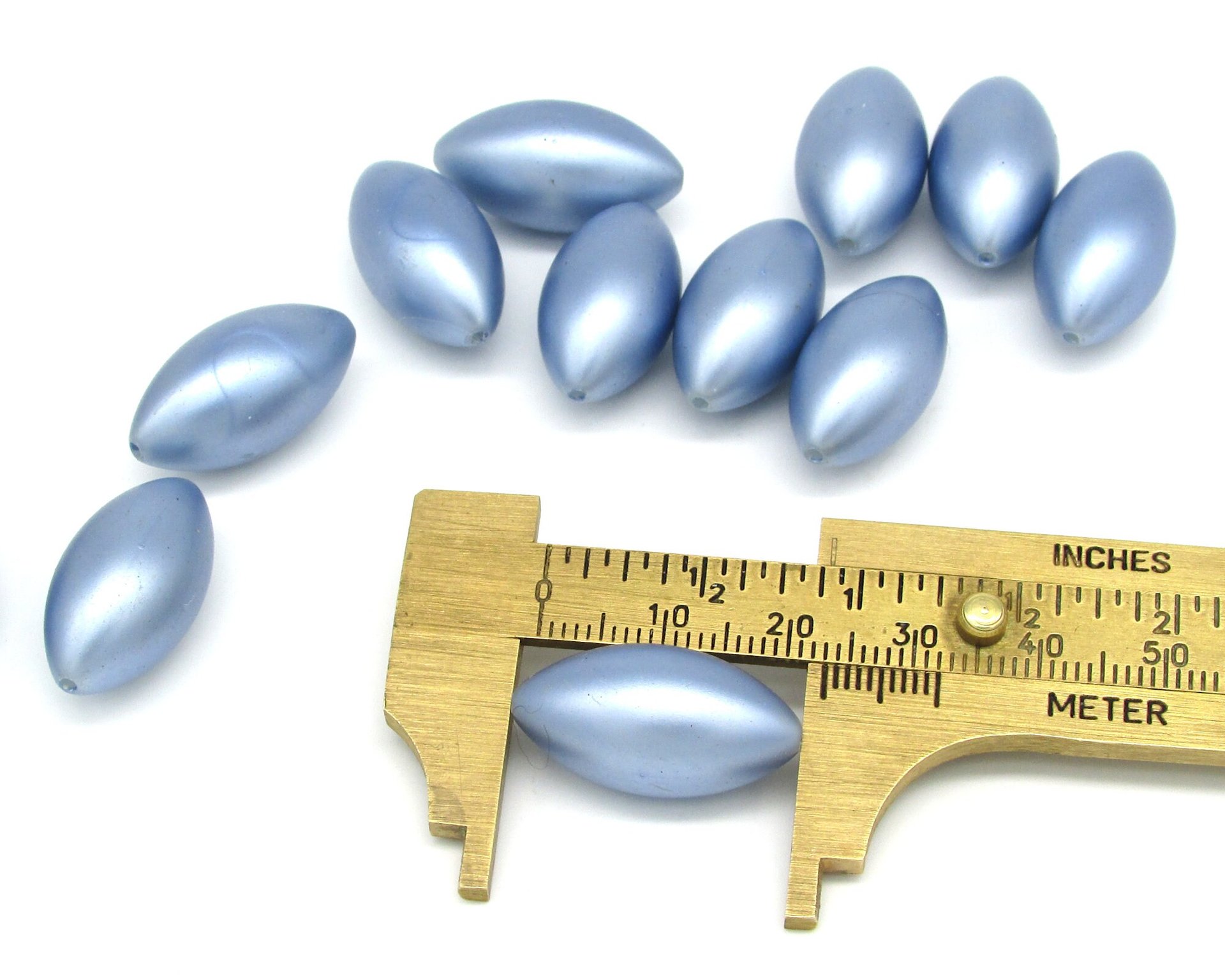 23x12mm Oval Plastic Pearls, Vintage Powder Blue Beads