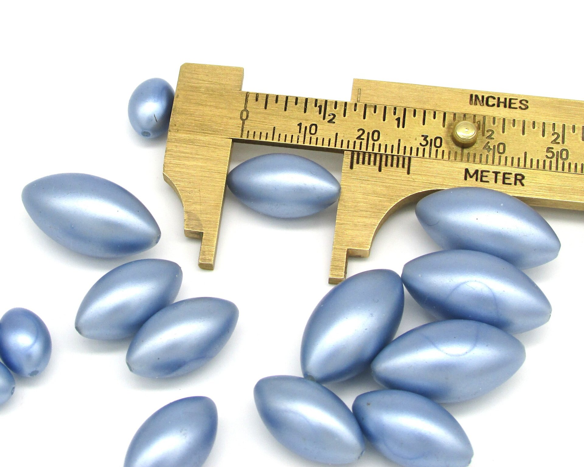23x12mm Oval Plastic Pearls, Vintage Powder Blue Beads
